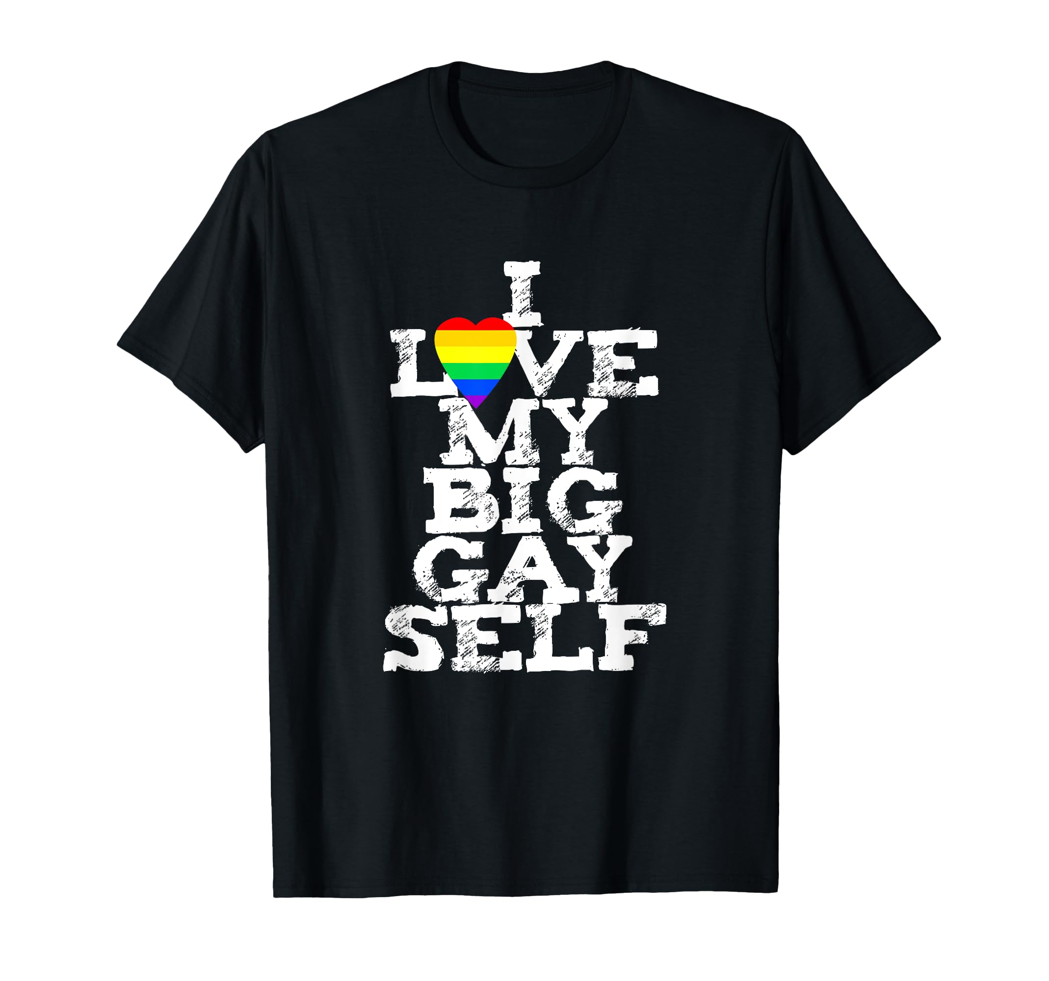 Rainbow Heart I Love My Big Gay Self T-Shirt - Unique Graphic for Adults - T-Shirt, Sweatshirt, Hoodie