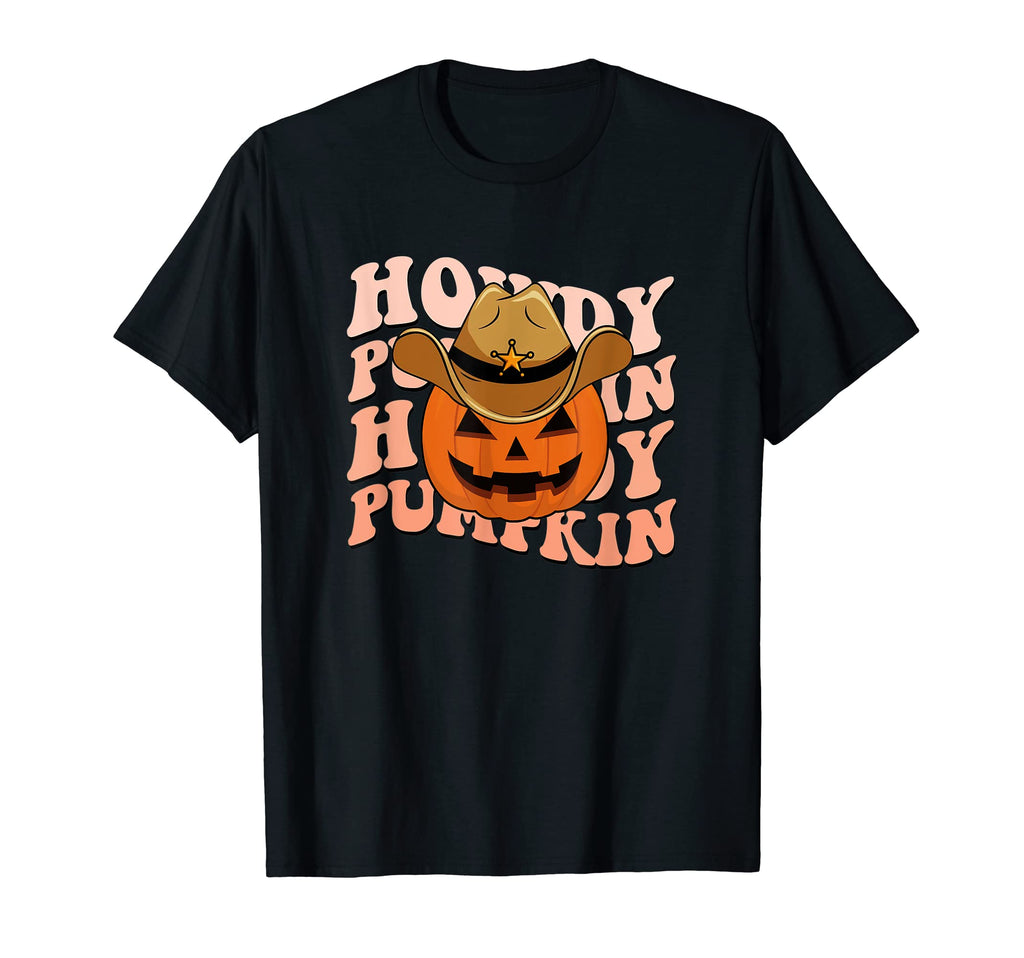 Howdy Pumpkin Fall Autumn Western Halloween T-Shirt - Graphic Print Unisex - T-Shirt, Sweatshirt, Hoodie