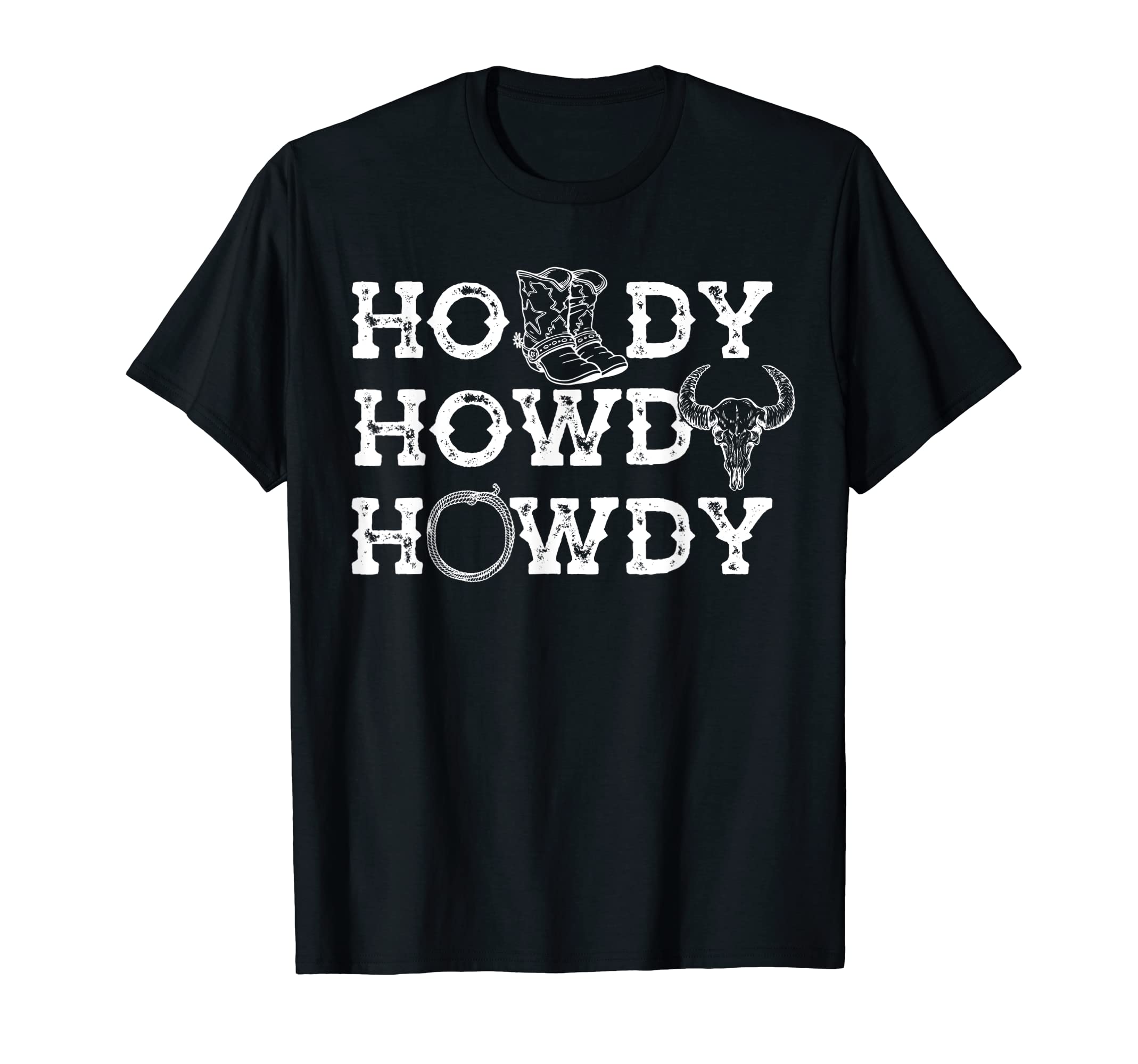 Howdy Bull Skull Western Country T-Shirt - Trendy Graphic Unisex - T-Shirt, Sweatshirt, Hoodie