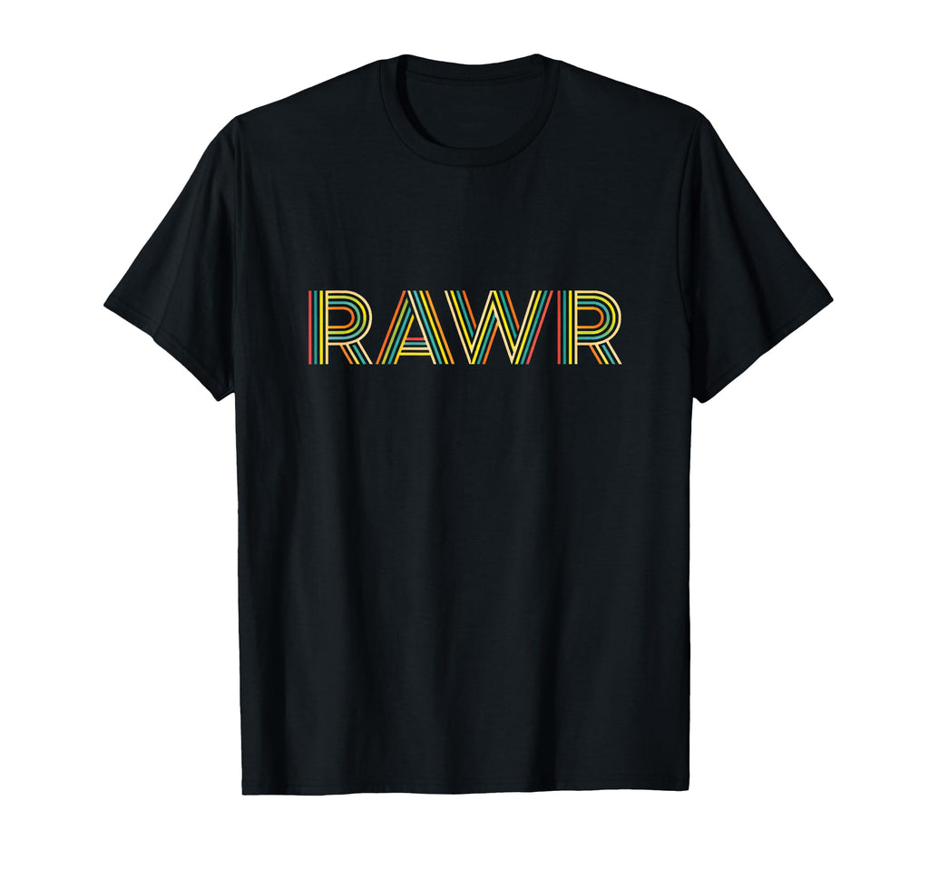 Dinosaur Fun Rawr Striped Typography T-Shirt - Casual Everyday Wear Unisex - T-Shirt, Sweatshirt, Hoodie