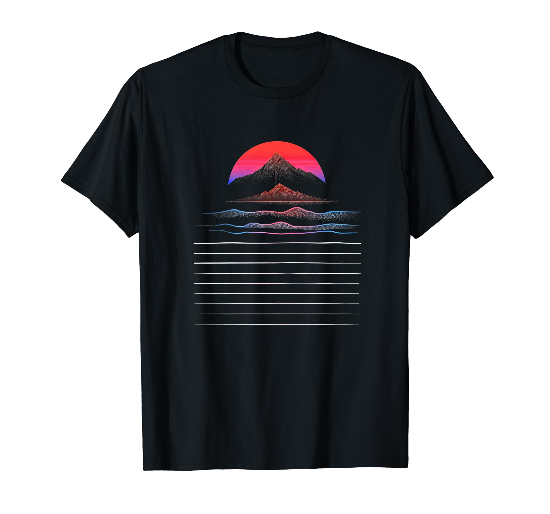 Futuristic Mountain Sunset Red Black T-Shirt - Novelty Apparel Unisex - T-Shirt, Sweatshirt, Hoodie