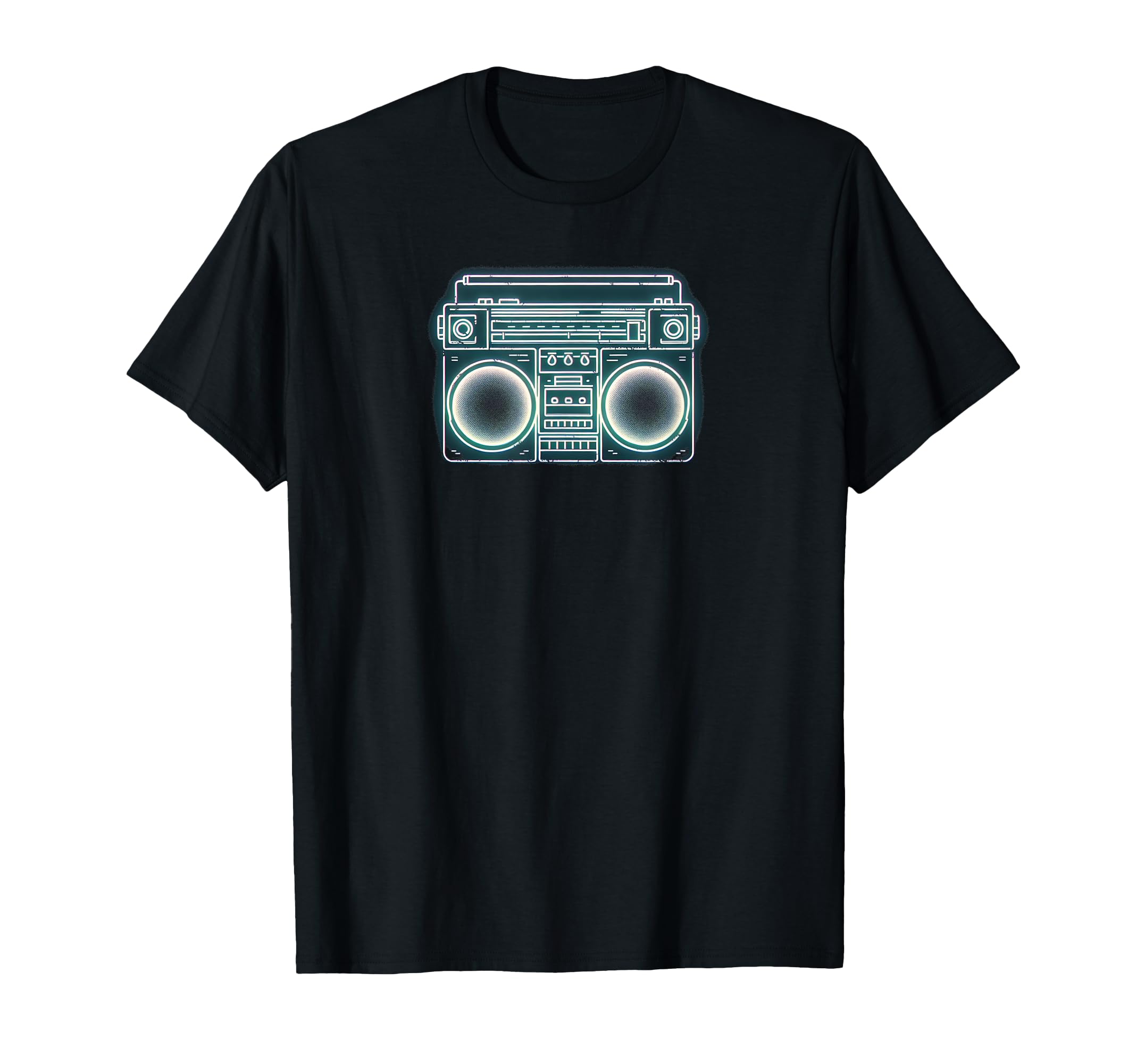 80S Boombox Neon Silhouette T-Shirt - Graphic Print for Adults - T-Shirt, Sweatshirt, Hoodie