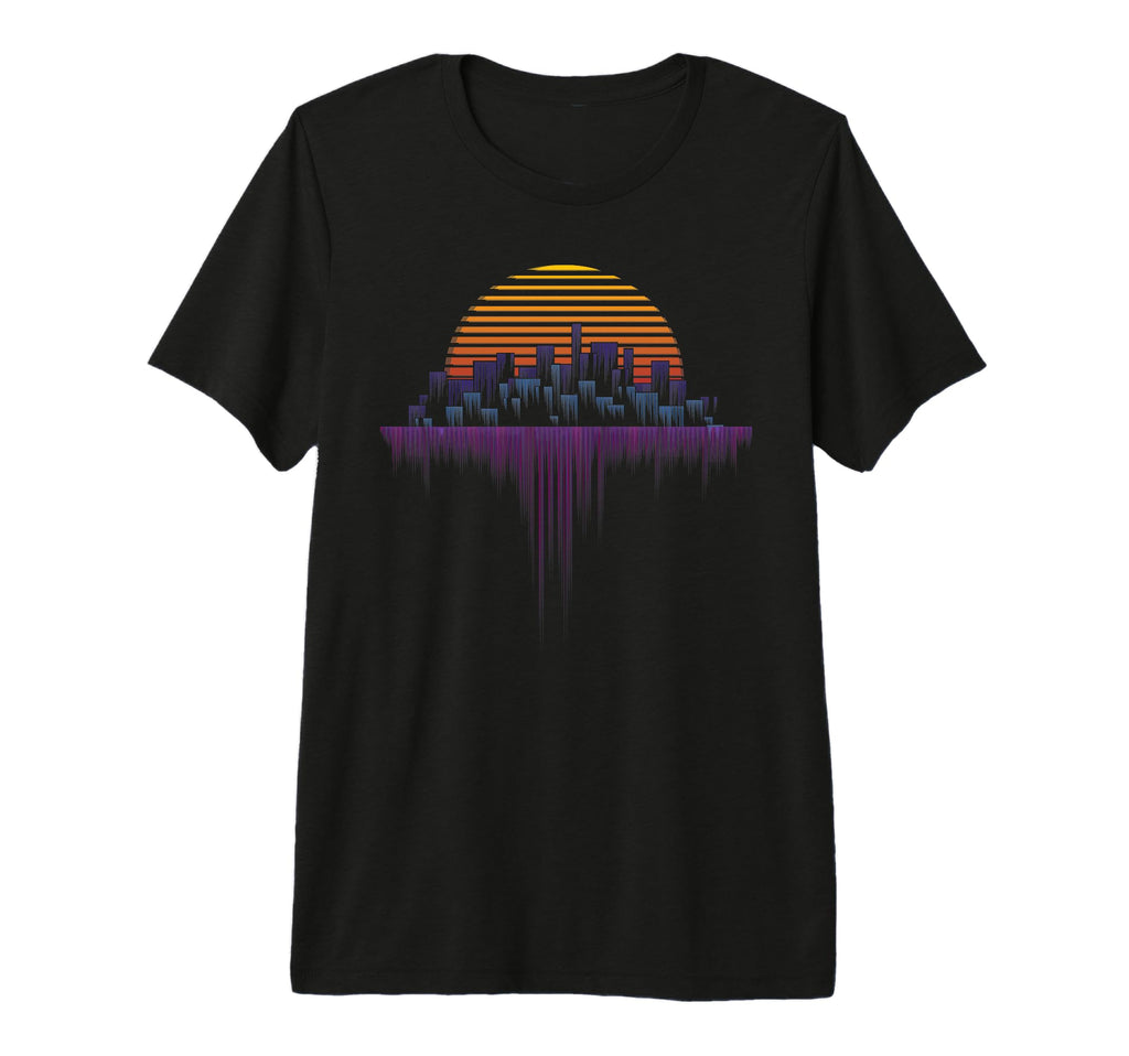 Synthwave Outrun Vaporwave City Sunset T-Shirt - Unique Graphic Men Women - T-Shirt, Sweatshirt, Hoodie