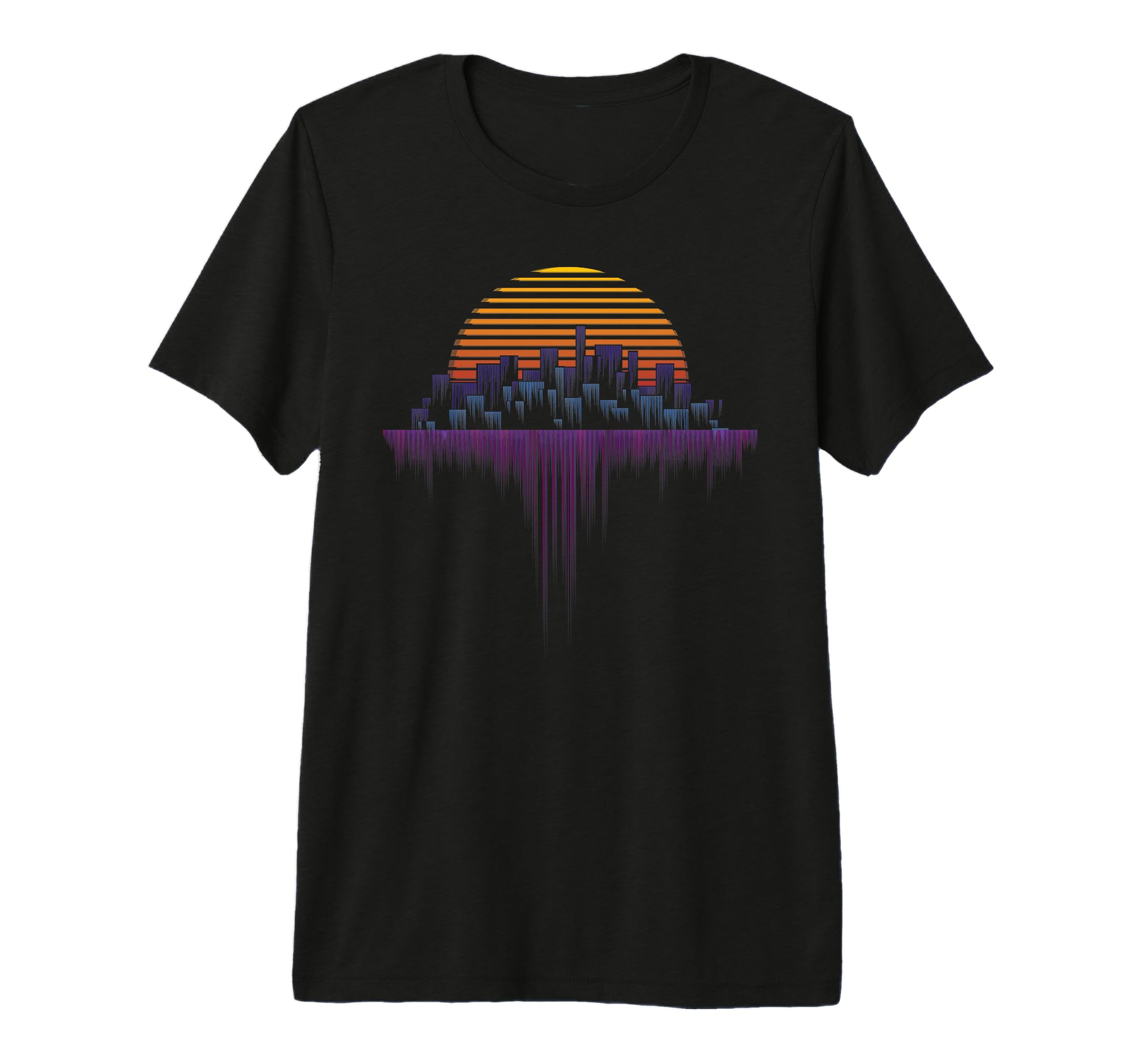 Synthwave Outrun Vaporwave City Sunset T-Shirt - Unique Graphic Men Women - T-Shirt, Sweatshirt, Hoodie