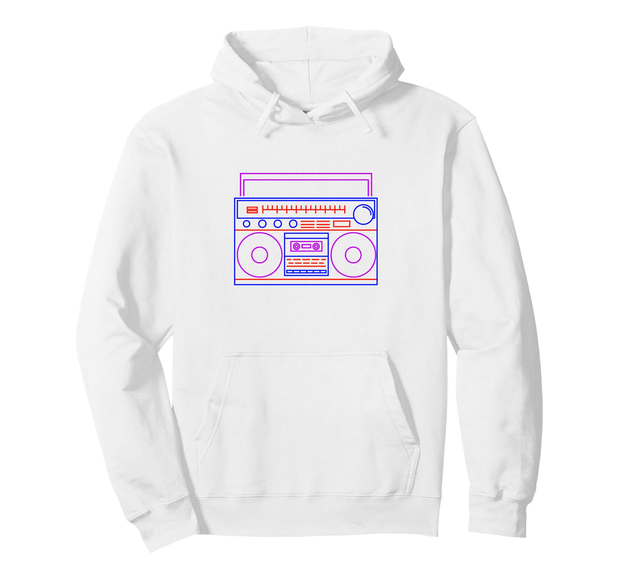 Colorful Boombox Synthwave Music Hoodie - Fun Novelty Design for Adults - T-Shirt, Sweatshirt, Hoodie