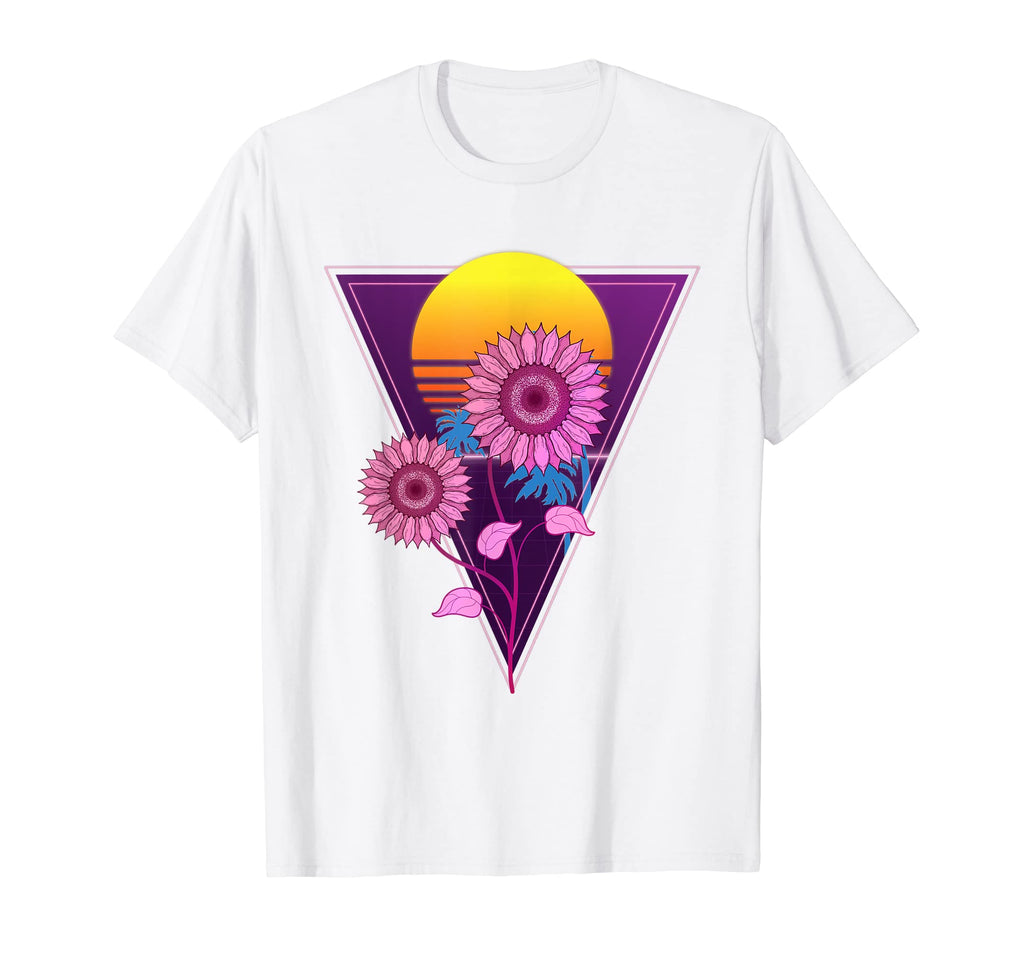 Yellow Flower 90S Synthwave Sunset T-Shirt - Casual Everyday Wear Unisex - T-Shirt, Sweatshirt, Hoodie