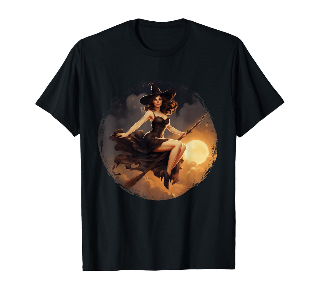 Pin Up Witch Witchy Halloween Pinup T-Shirt - Fun Novelty Design Men Women - T-Shirt, Sweatshirt, Hoodie