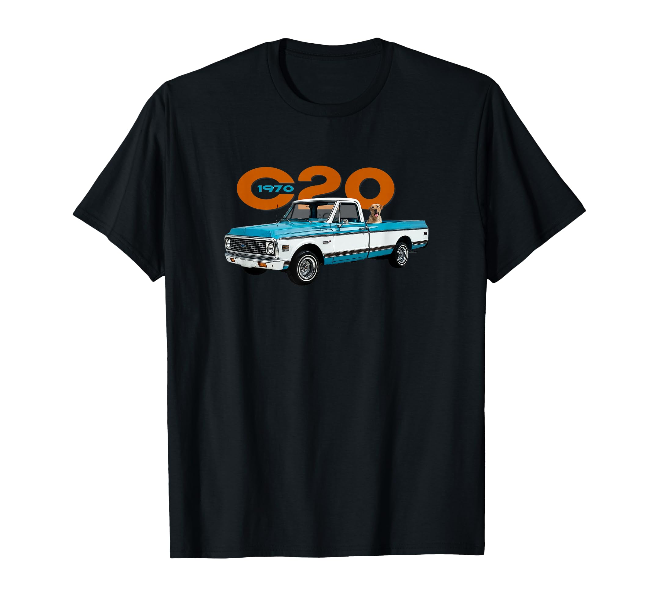 1970 C20 Pick Up Truck 2 Tone Pickup Dog T-Shirt - Graphic Print Unisex - T-Shirt, Sweatshirt, Hoodie