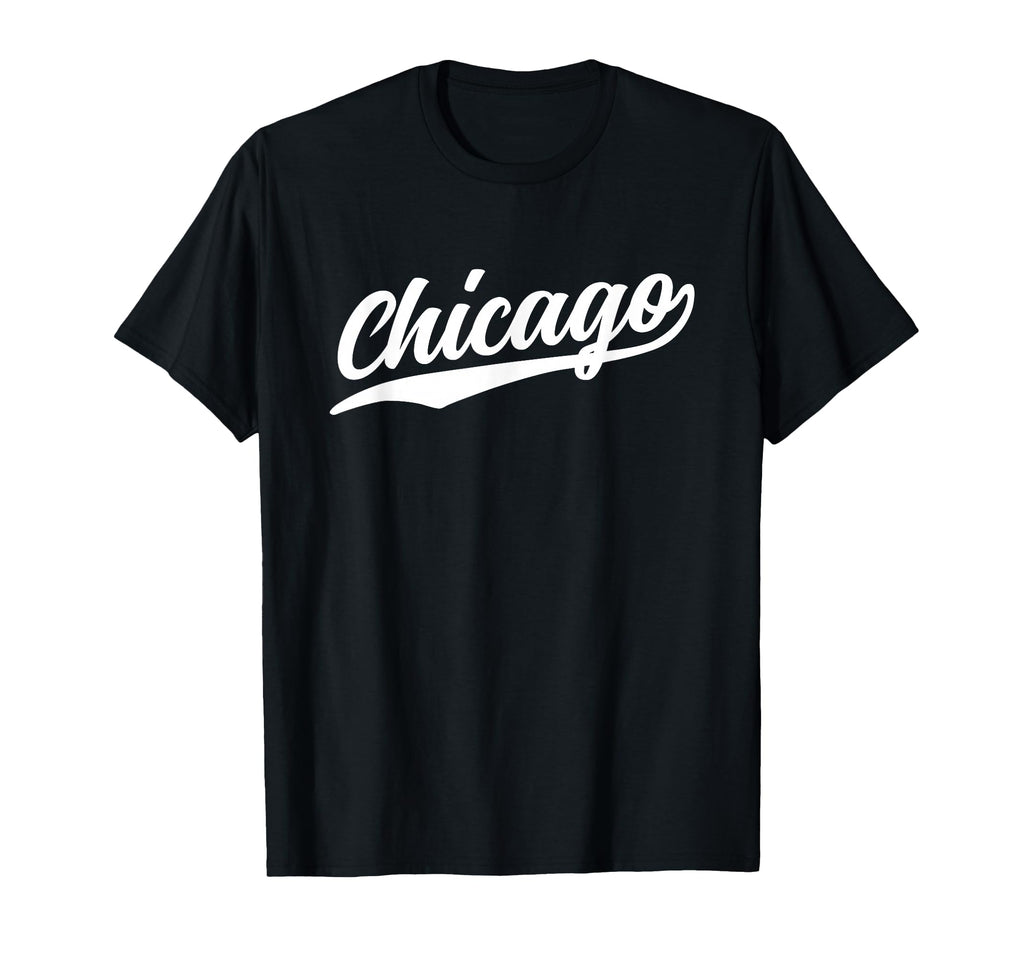 Chicago Illinois Script 1970S White Text T-Shirt - Streetwear Style Unisex - T-Shirt, Sweatshirt, Hoodie