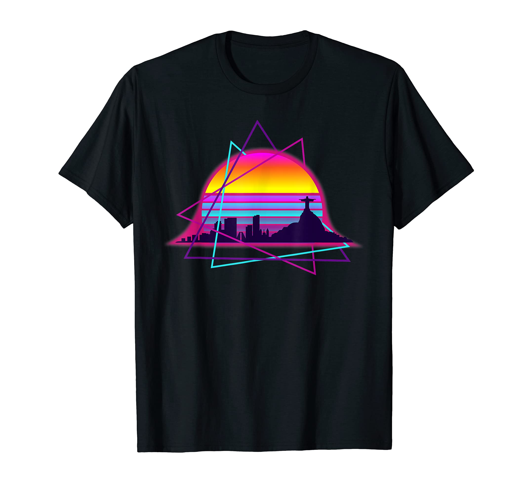 Synthwave Sunset Over Rio Outrun 80S T-Shirt - Custom Art Print Men Women - T-Shirt, Sweatshirt, Hoodie