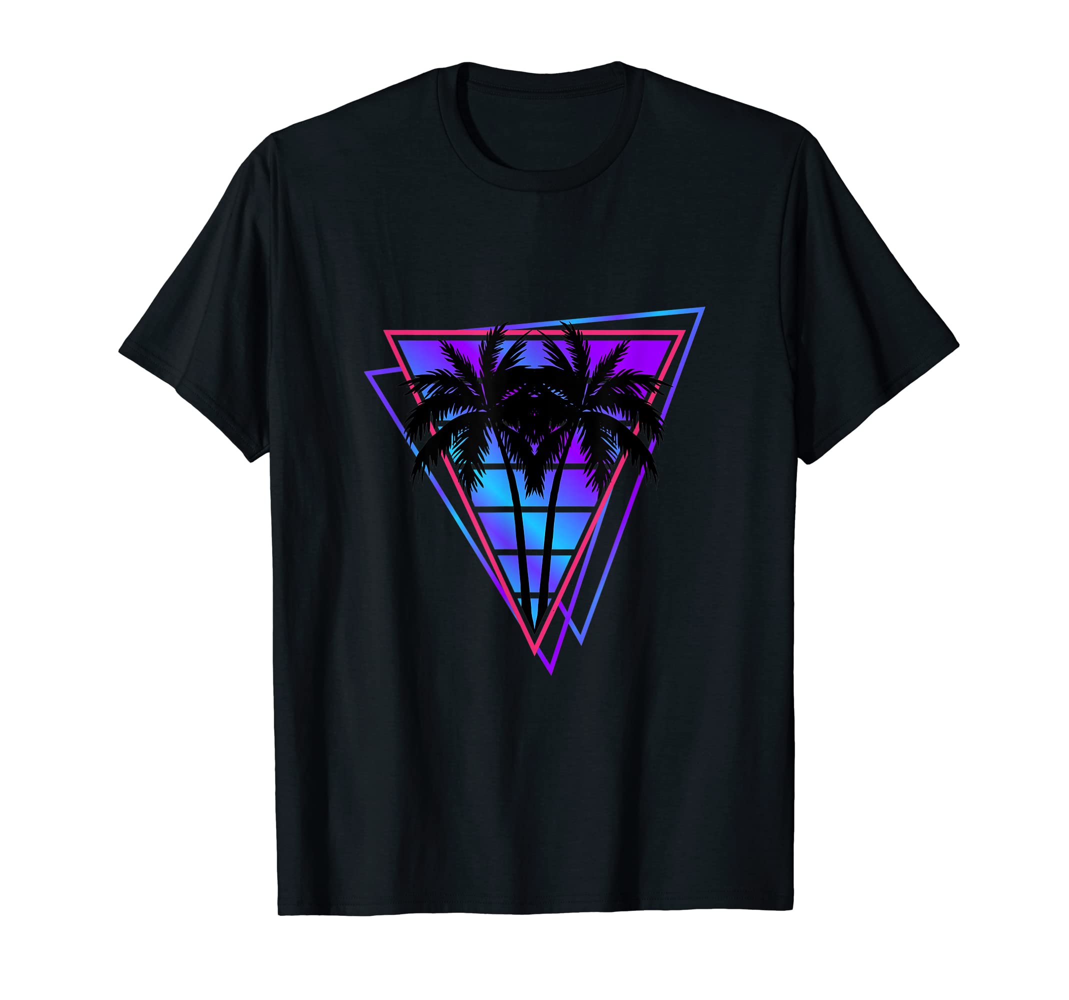 Synthwave Vaporwave Triangle Palm T-Shirt - Casual Everyday Wear Unisex - T-Shirt, Sweatshirt, Hoodie