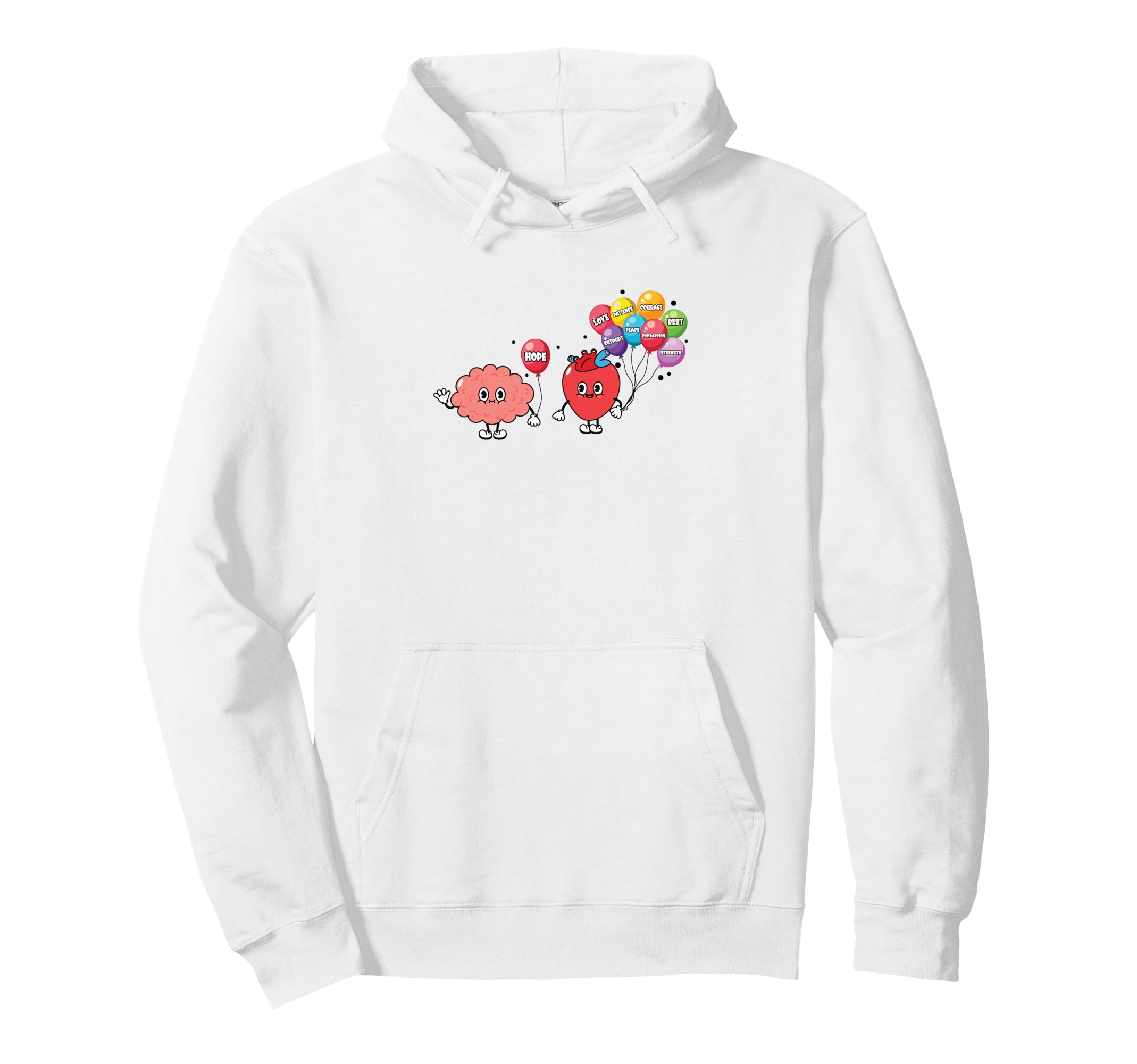 Mental Health Heart Needs And Brain Hoodie - Minimalist Print Men Women - T-Shirt, Sweatshirt, Hoodie