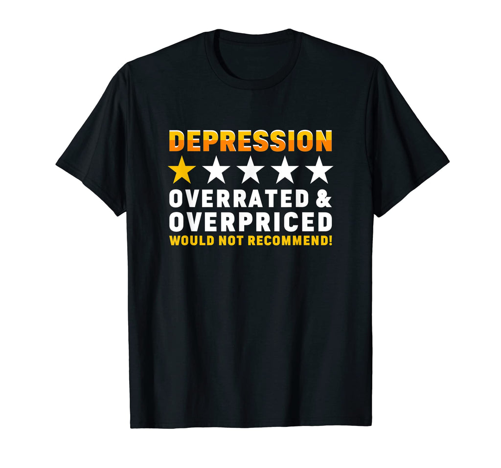Depression 1 Star Review Mental T-Shirt - Minimalist Print Men Women - T-Shirt, Sweatshirt, Hoodie