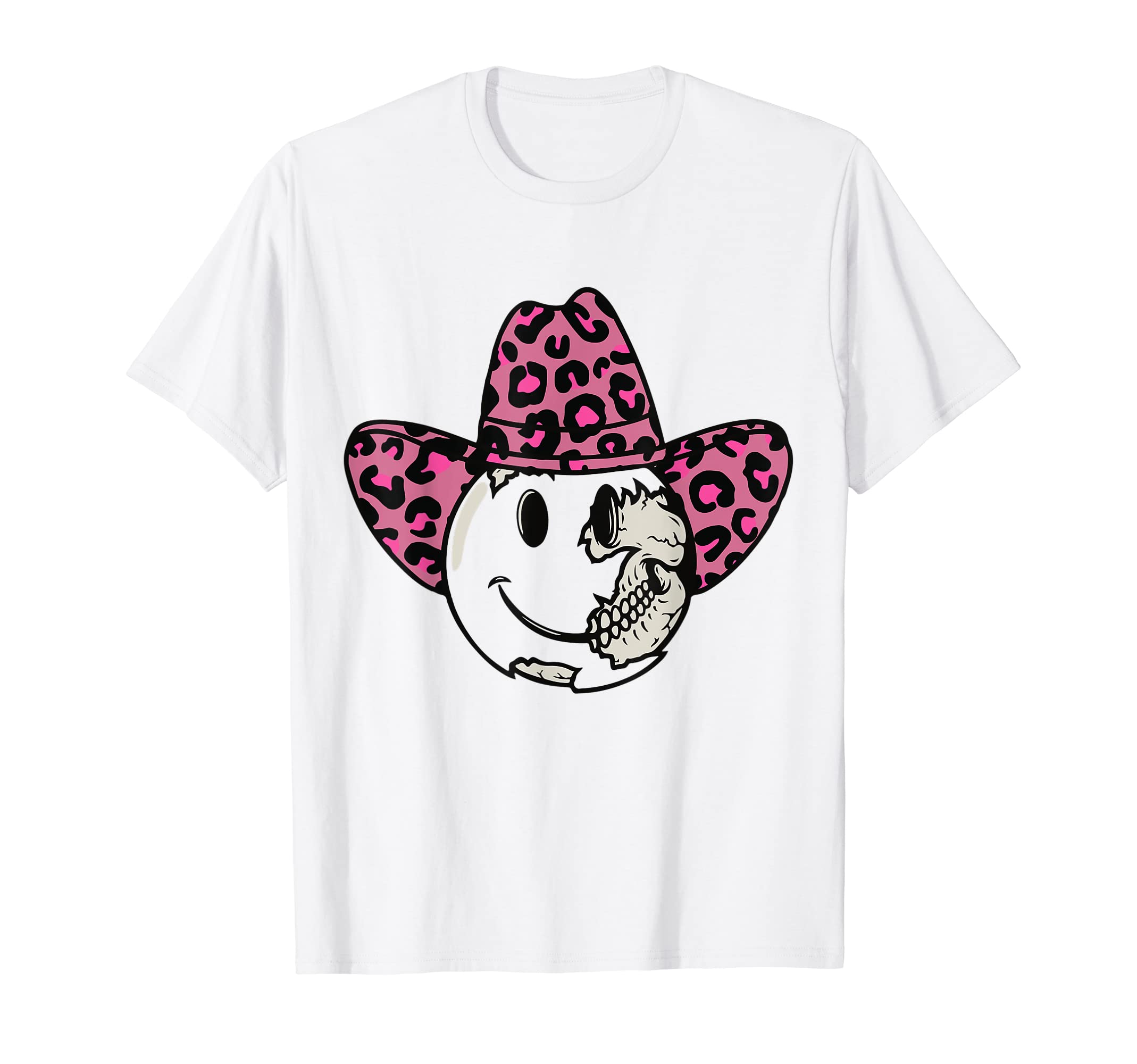 Cowboy Hat Smile Face Leopard Western T-Shirt - Fun Novelty Design Unisex - T-Shirt, Sweatshirt, Hoodie