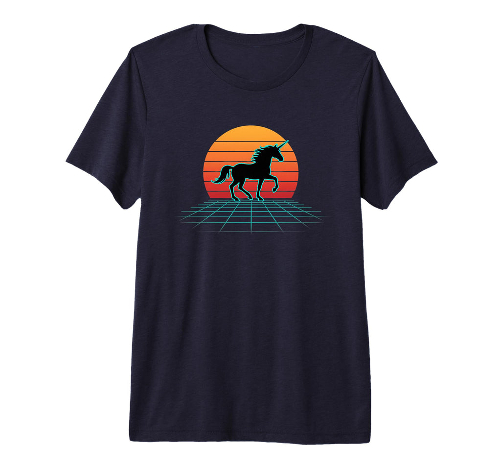 Unicorn Sunset Synthwave 80S T-Shirt - Casual Everyday Wear for Adults - T-Shirt, Sweatshirt, Hoodie