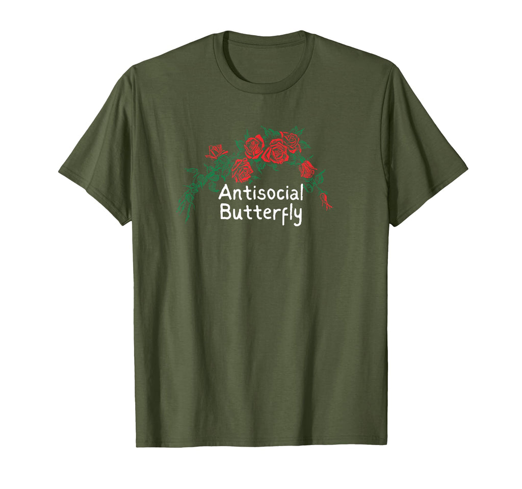 Flowers Red Antisocial Butterfly T-Shirt - Trendy Graphic Men Women - T-Shirt, Sweatshirt, Hoodie