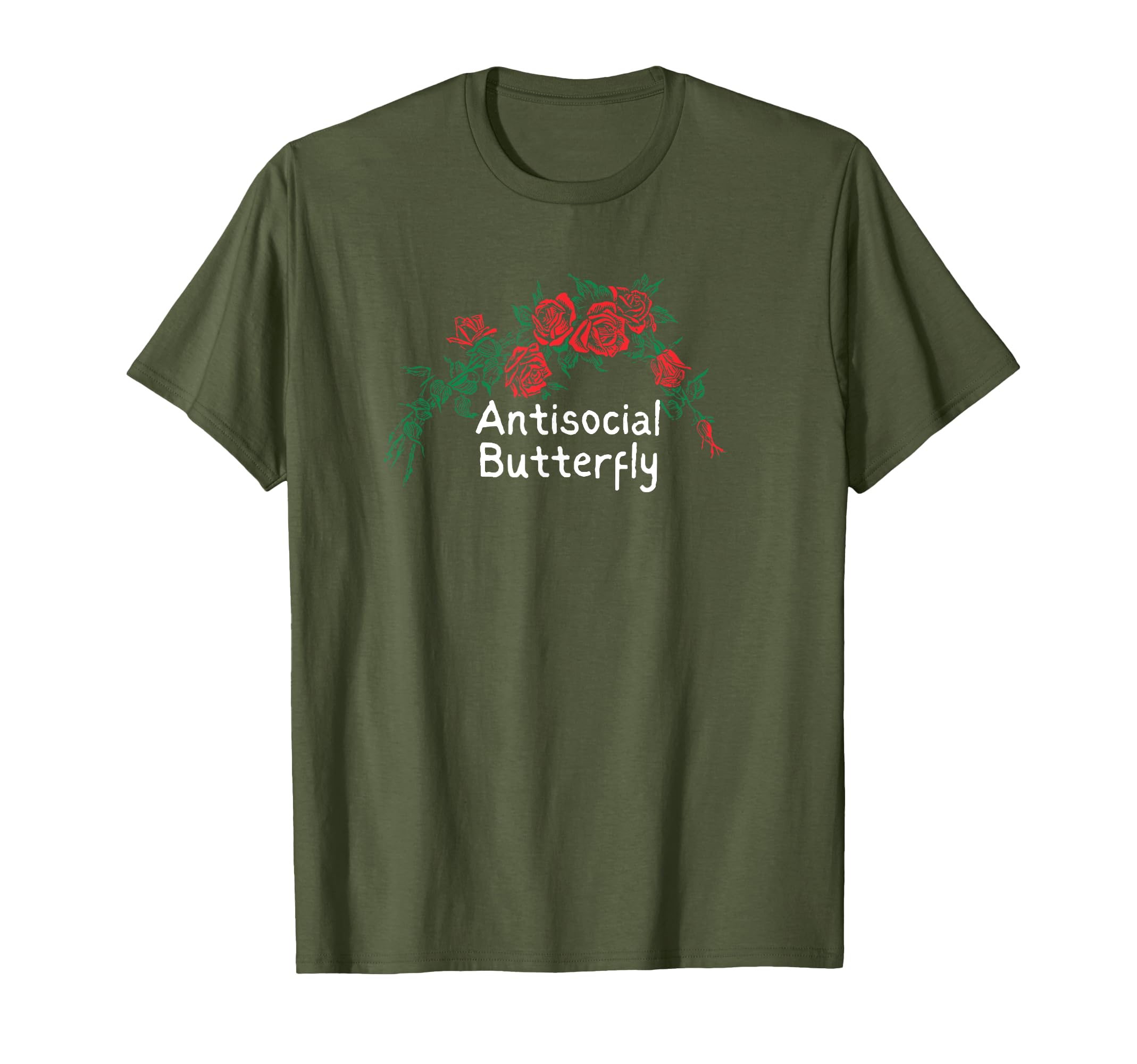 Flowers Red Antisocial Butterfly T-Shirt - Trendy Graphic Men Women - T-Shirt, Sweatshirt, Hoodie