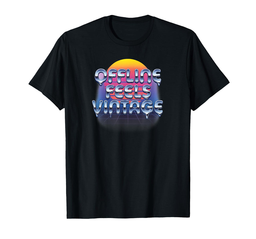 Offline Feels Neon Futuristic Typography T-Shirt - Aesthetic Graphic Unisex - T-Shirt, Sweatshirt, Hoodie