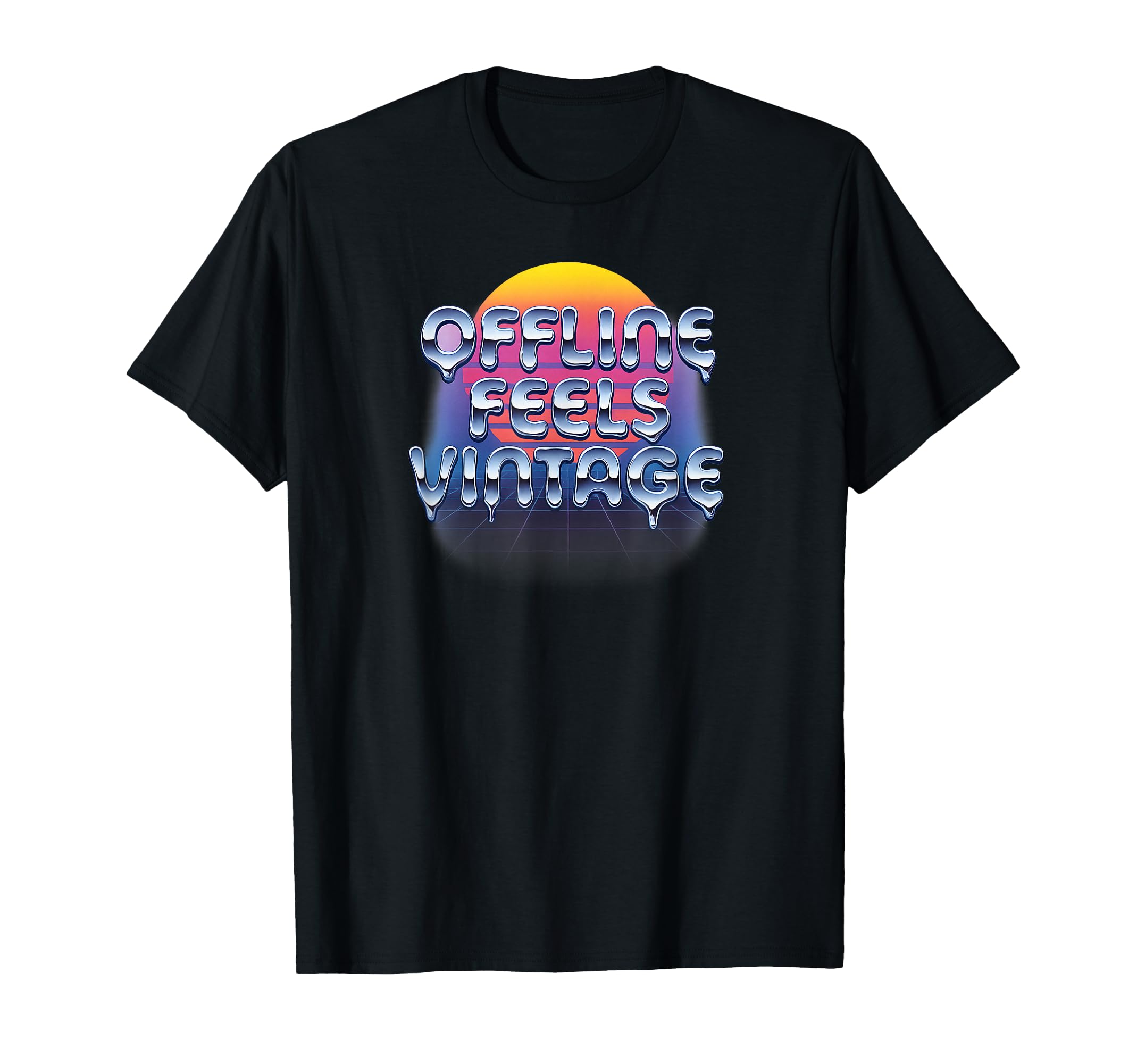 Offline Feels Neon Futuristic Typography T-Shirt - Aesthetic Graphic Unisex - T-Shirt, Sweatshirt, Hoodie
