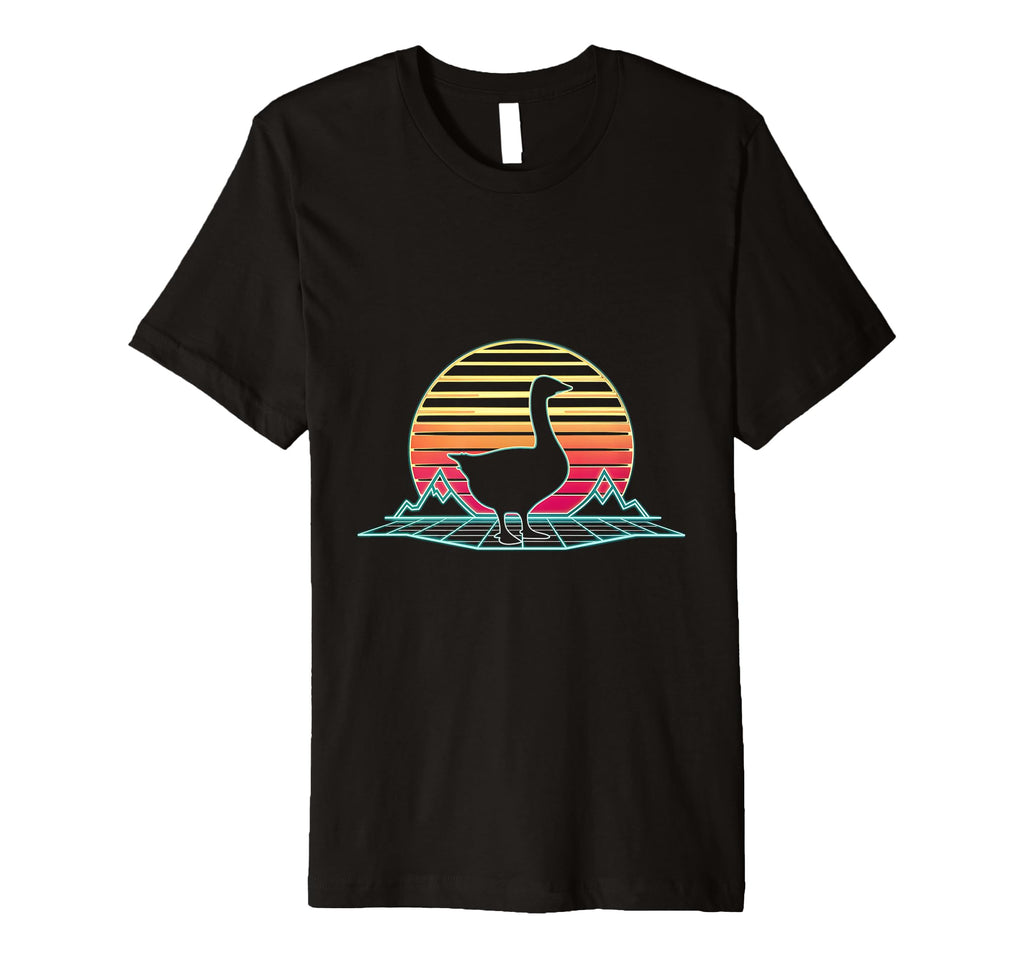 Goose Sunset Synthwave Animal Lover Art T-Shirt - Graphic Print for Adults - T-Shirt, Sweatshirt, Hoodie