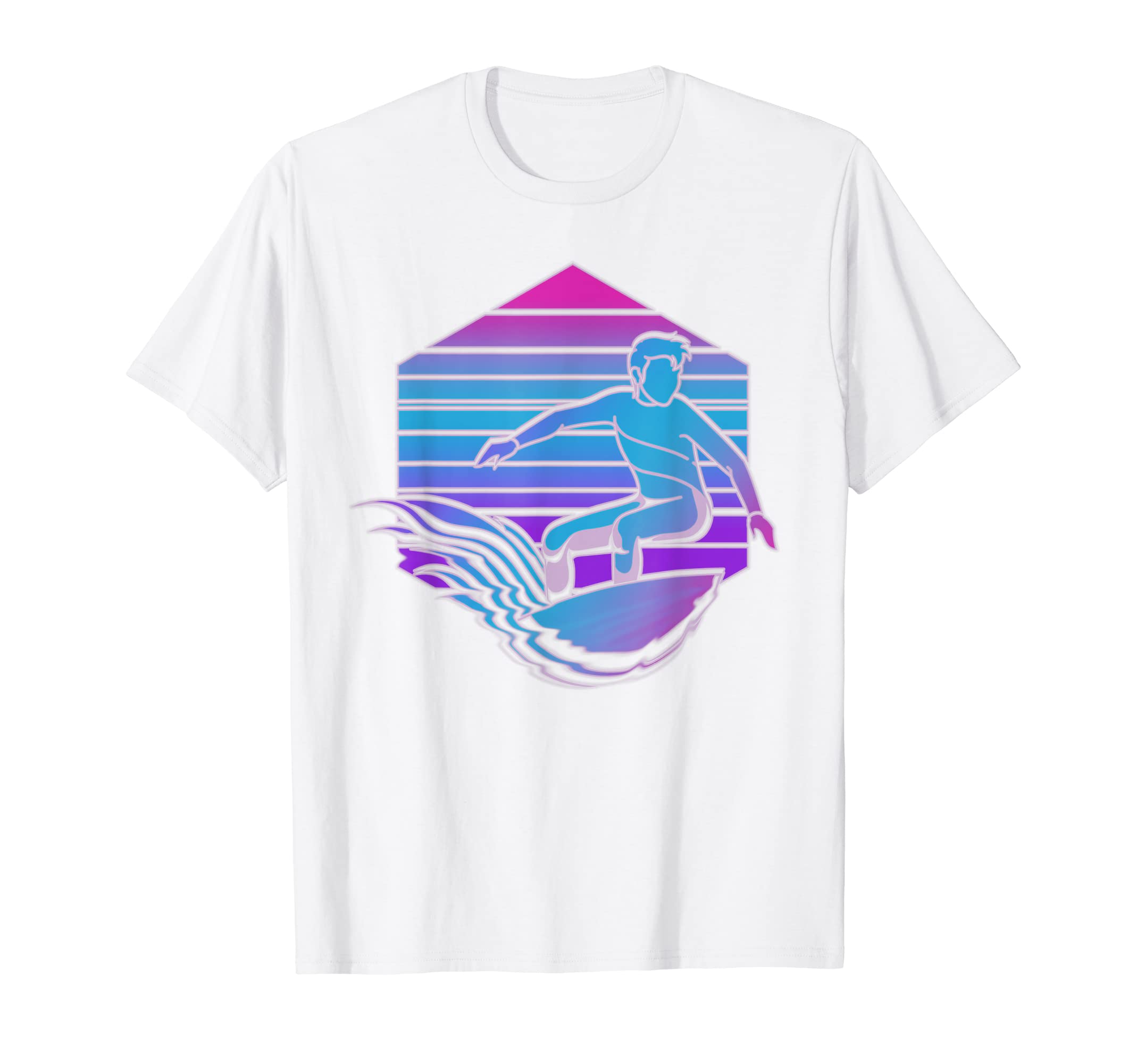 Surfboard Surfer Synthwave Surf 80S T-Shirt - Aesthetic Graphic for Adults - T-Shirt, Sweatshirt, Hoodie
