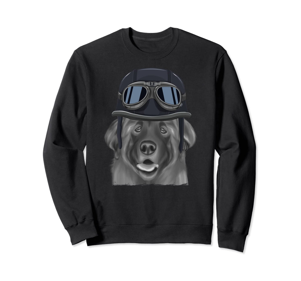 Leonberger Wearing Motorcycle Helmet Sweatshirt - Fun Novelty Design Unisex - T-Shirt, Sweatshirt, Hoodie