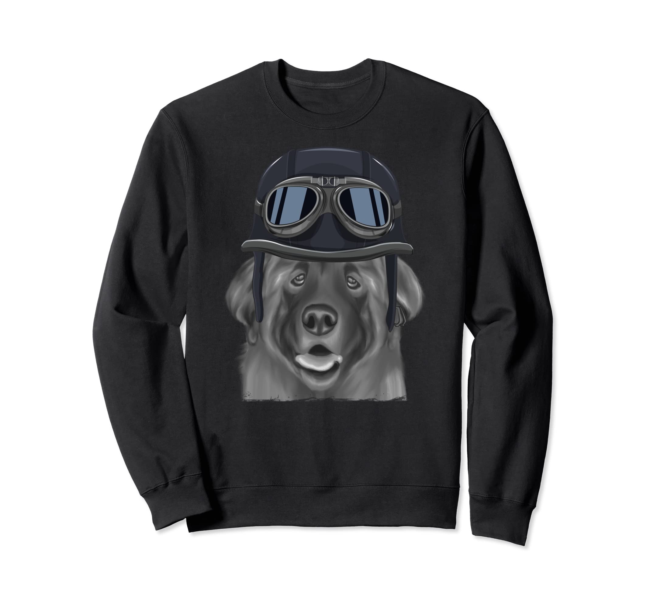 Leonberger Wearing Motorcycle Helmet Sweatshirt - Fun Novelty Design Unisex - T-Shirt, Sweatshirt, Hoodie