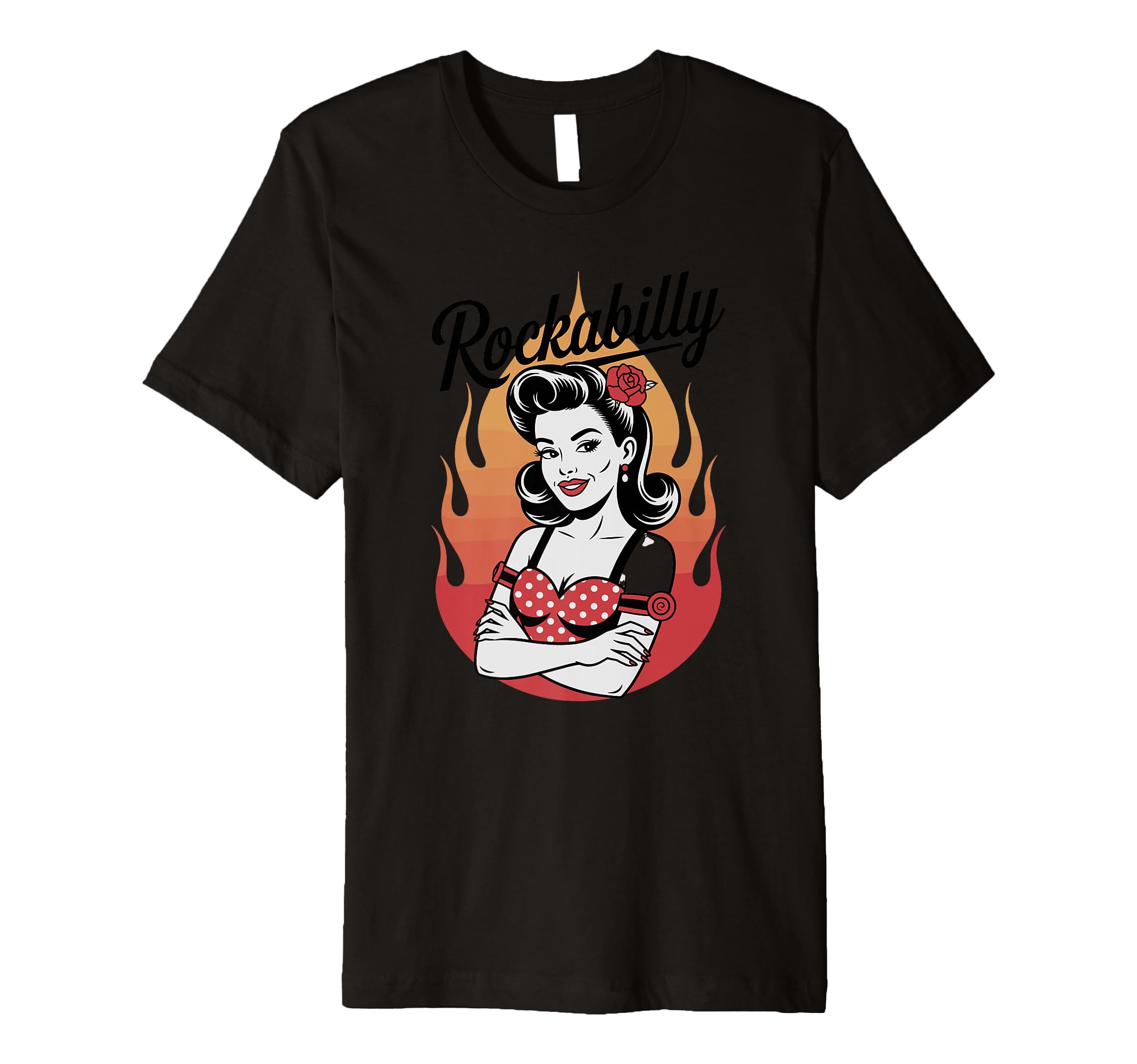 Rockabilly Pin Up Flames Vibe T-Shirt - Novelty Apparel Men Women - T-Shirt, Sweatshirt, Hoodie