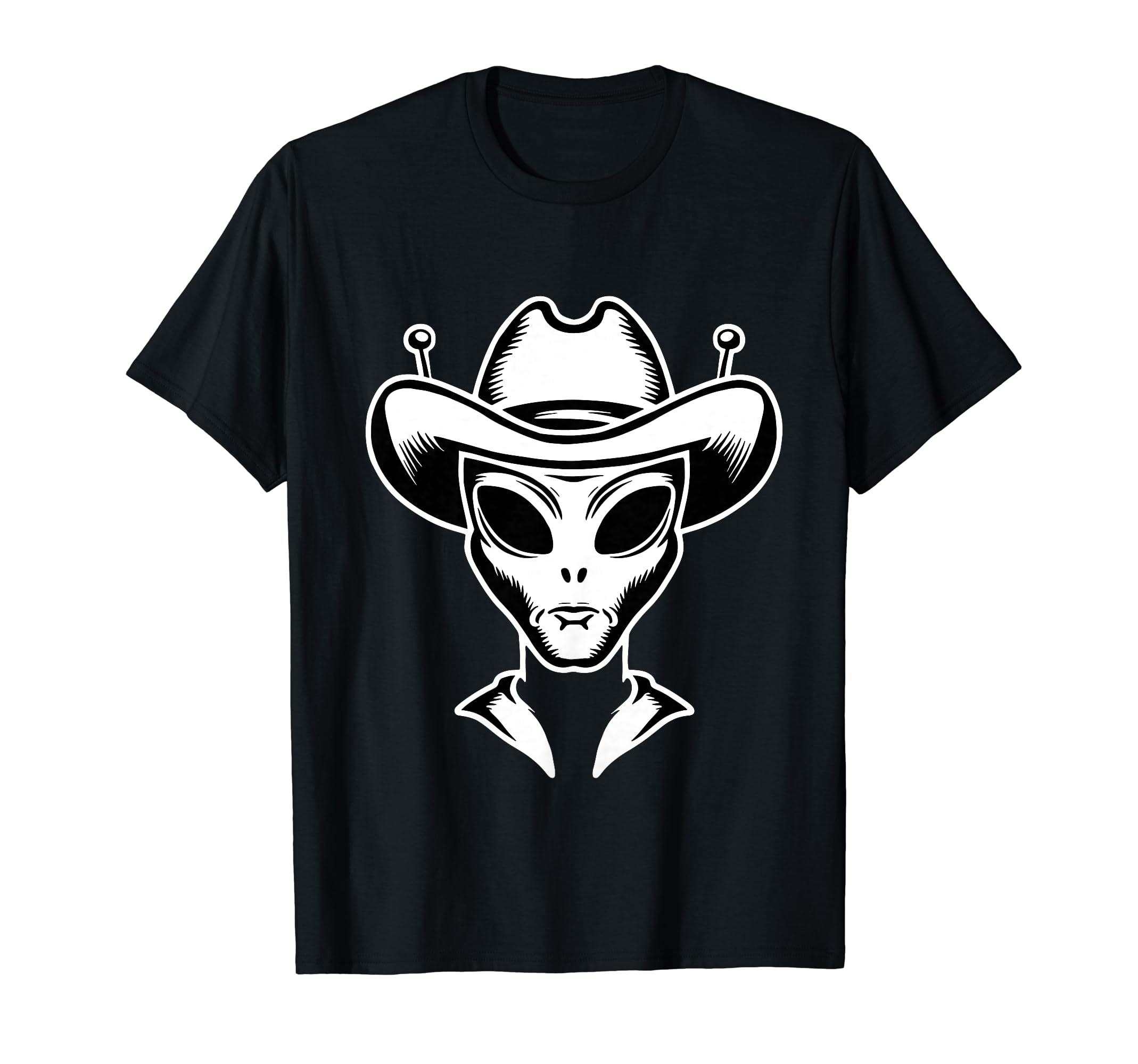 Alien Alien Cowboy Hat T-Shirt - Casual Everyday Wear Unisex - T-Shirt, Sweatshirt, Hoodie