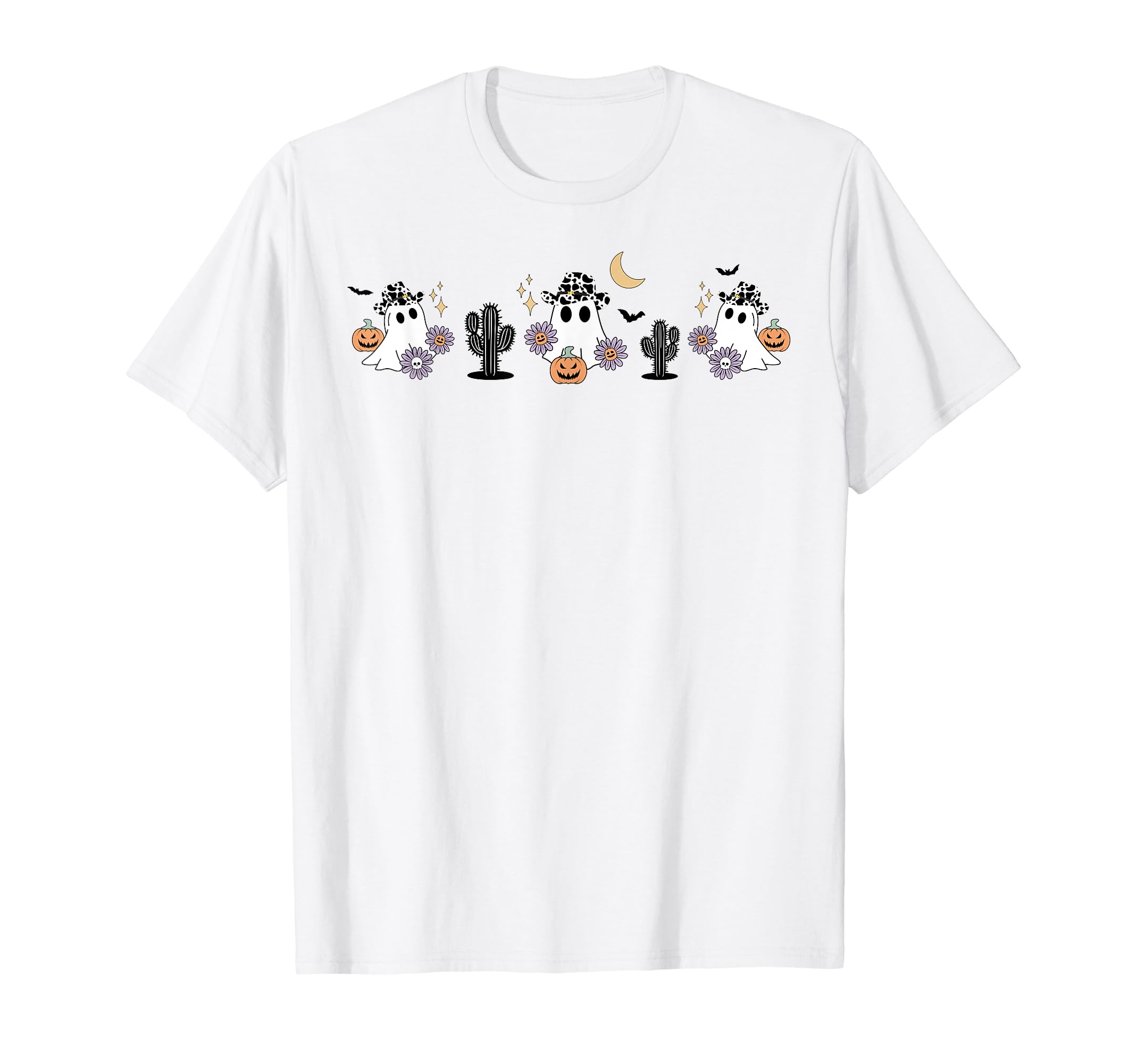 Funny Halloween Ghost Cow Lover Floral T-Shirt - Graphic Print for Adults - T-Shirt, Sweatshirt, Hoodie