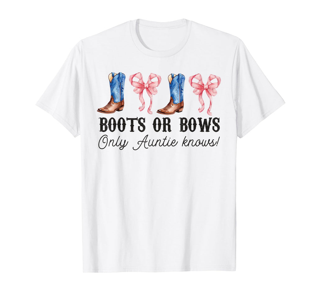 Boots Or Bows Gender Reveal Western T-Shirt - Minimalist Print for Adults - T-Shirt, Sweatshirt, Hoodie