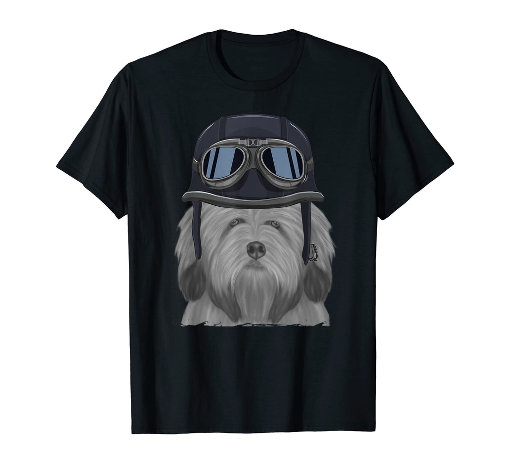 Lowchen Wearing Motorcycle Helmet T-Shirt - Fun Novelty Design Unisex - T-Shirt, Sweatshirt, Hoodie