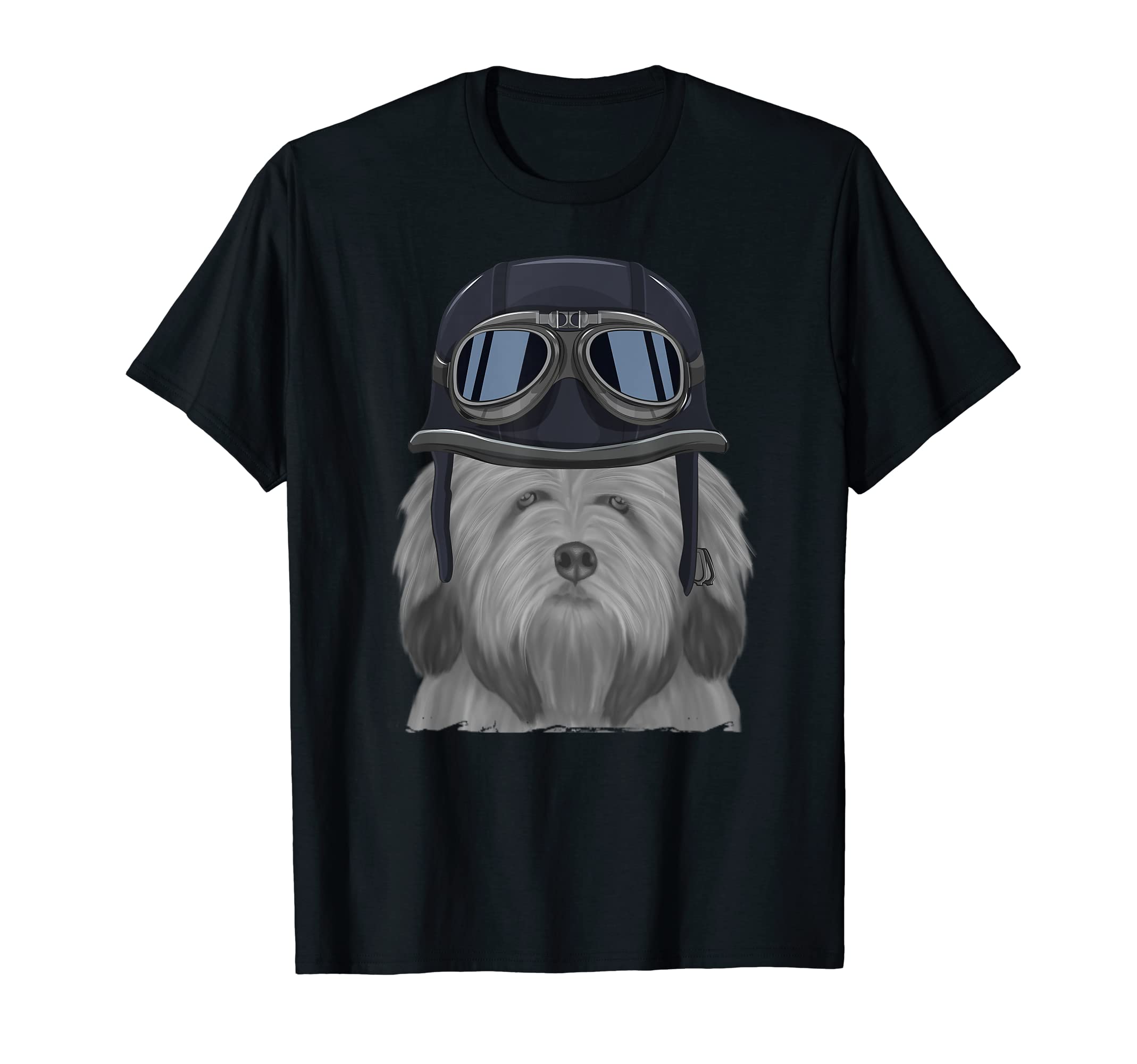 Lowchen Wearing Motorcycle Helmet T-Shirt - Fun Novelty Design Unisex - T-Shirt, Sweatshirt, Hoodie