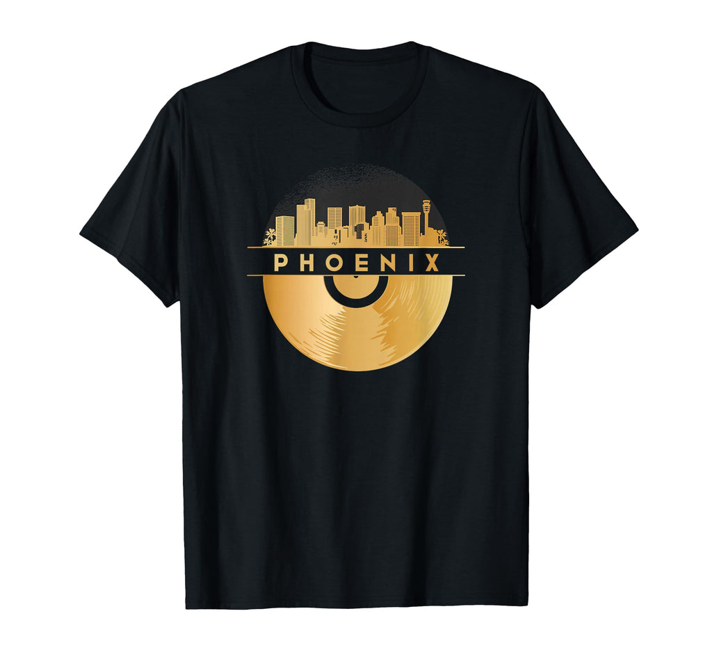 Vinyl Record Player Disco Music Skyline T-Shirt - Trendy Graphic Men Women - T-Shirt, Sweatshirt, Hoodie