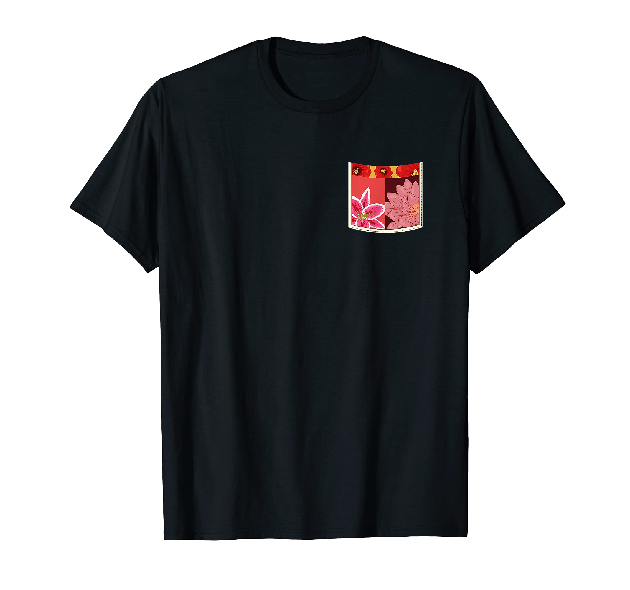 Floral Pattern Pocket Beautiful T-Shirt - Minimalist Print for Adults - T-Shirt, Sweatshirt, Hoodie