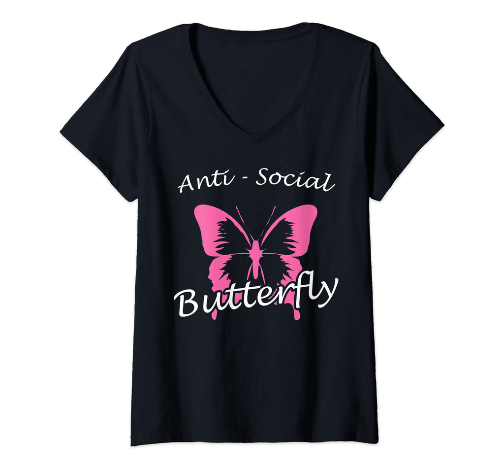 Womens Anti Social Butterfly Funny T-Shirt - Trendy Graphic Unisex - T-Shirt, Sweatshirt, Hoodie