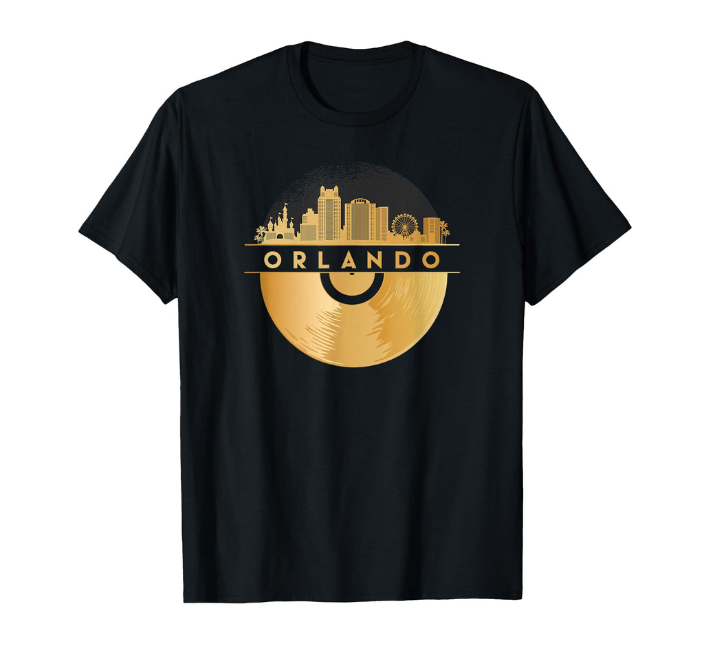 Vinyl Record Player Disco Music Skyline T-Shirt - Unique Graphic Men Women - T-Shirt, Sweatshirt, Hoodie