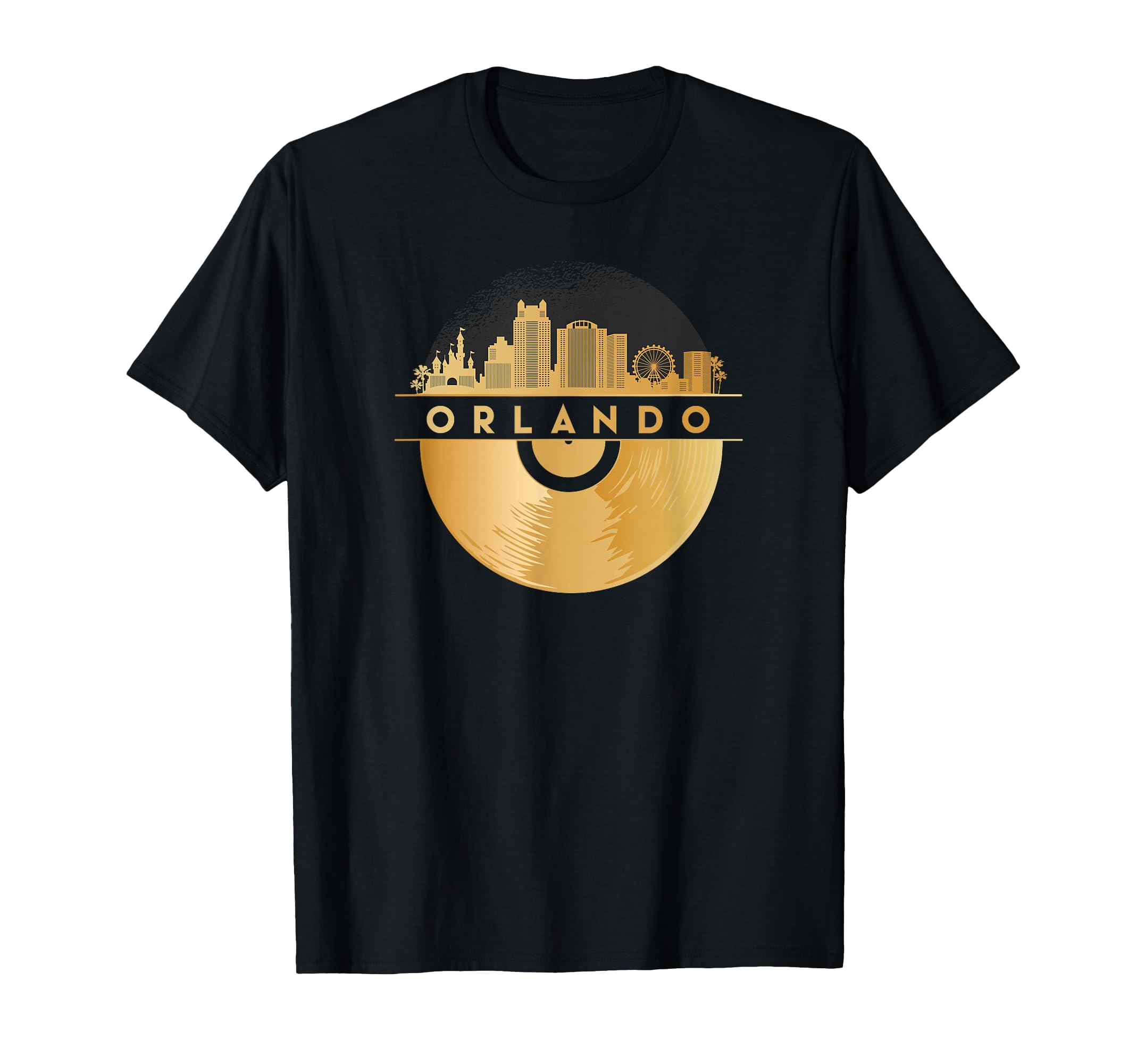 Vinyl Record Player Disco Music Skyline T-Shirt - Unique Graphic Men Women - T-Shirt, Sweatshirt, Hoodie