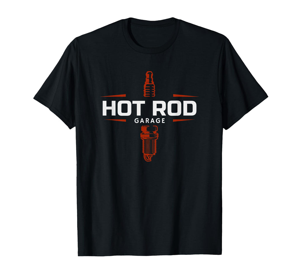 Hot Rod Garage Custom Car Spark Plug T-Shirt - Graphic Print for Adults - T-Shirt, Sweatshirt, Hoodie