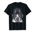 St Bernard Wearing Motorcycle Helmet T-Shirt - Custom Art Print Unisex - T-Shirt, Sweatshirt, Hoodie