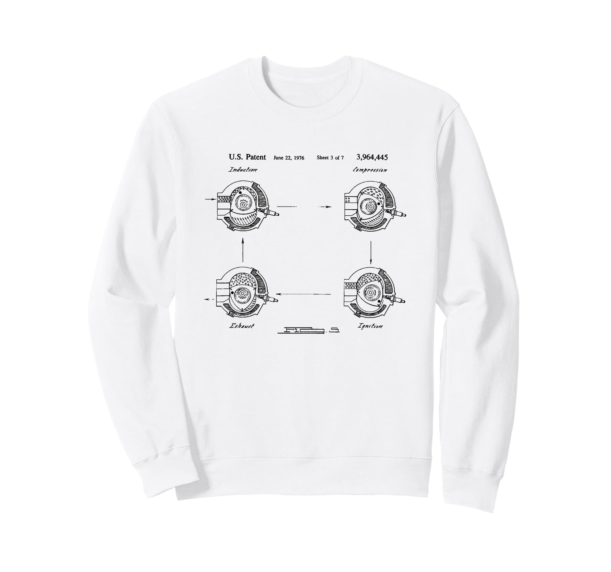 1976 Rotary Engine Blueprint Diagram Sweatshirt - Trendy Graphic Men Women - T-Shirt, Sweatshirt, Hoodie