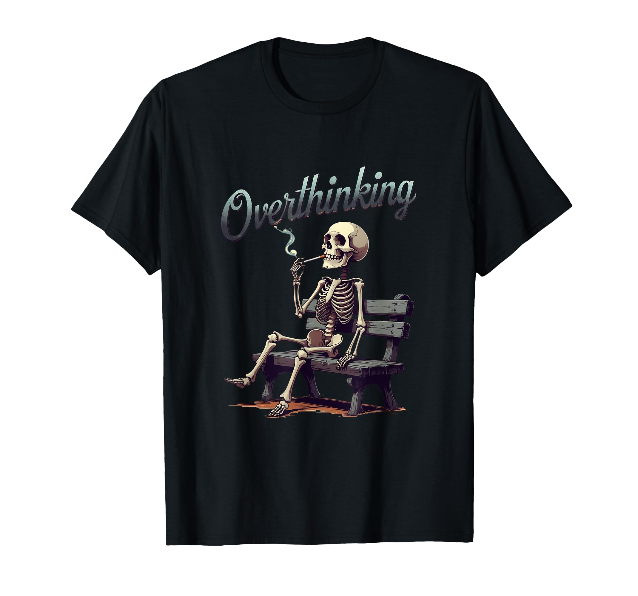 Thoughtful Skeleton Overthinking T-Shirt - Trendy Graphic Men Women - T-Shirt, Sweatshirt, Hoodie