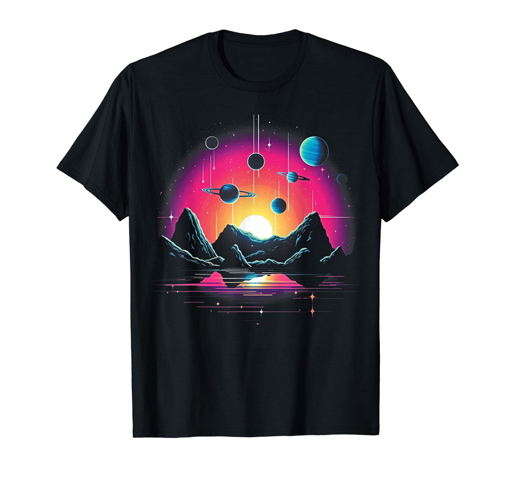 Vaporwave Solar System 80S Synthwave Space T-Shirt - Unique Graphic Unisex - T-Shirt, Sweatshirt, Hoodie