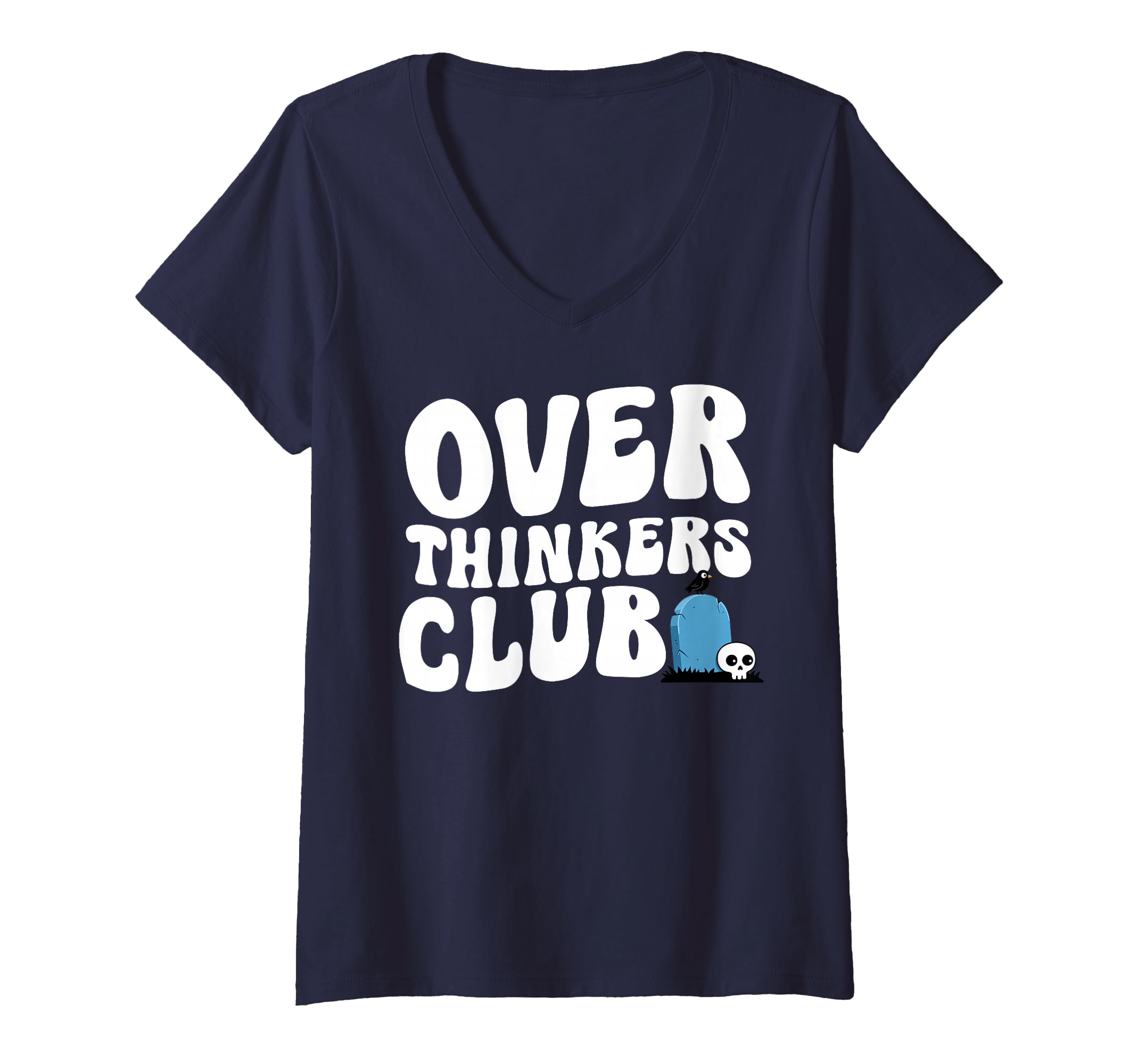 Womens Overthinkers Club V Neck T-Shirt - Graphic Print for Adults - T-Shirt, Sweatshirt, Hoodie