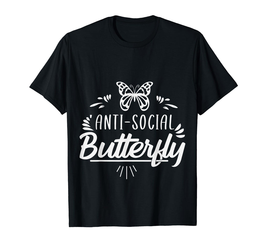 Funny Anti Social Butterfly Teen T-Shirt - Minimalist Print Men Women - T-Shirt, Sweatshirt, Hoodie