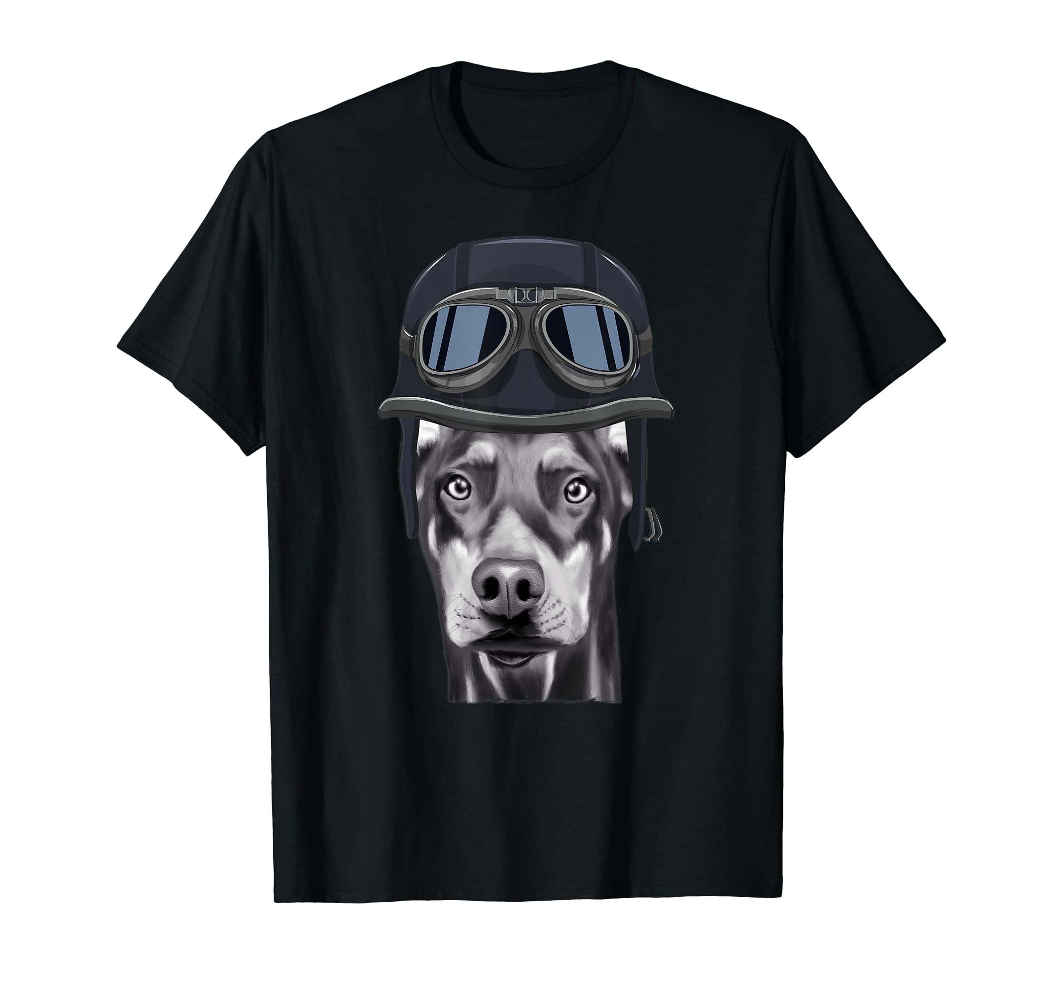 Doberman Pinscher Wearing Motorcycle T-Shirt - Trendy Graphic Men Women - T-Shirt, Sweatshirt, Hoodie
