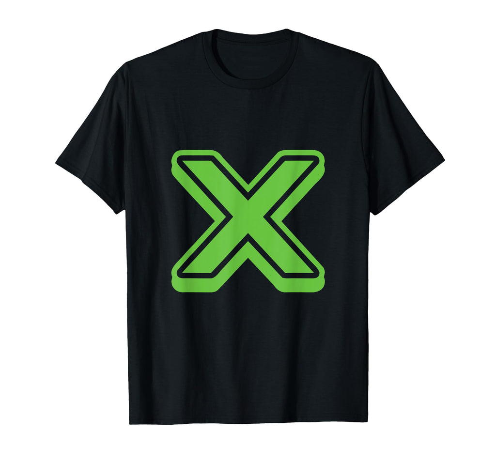 Bold Letter Green X Outline Alphabet T-Shirt - Novelty Apparel Unisex - T-Shirt, Sweatshirt, Hoodie