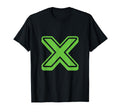 Bold Letter Green X Outline Alphabet T-Shirt - Novelty Apparel Unisex - T-Shirt, Sweatshirt, Hoodie