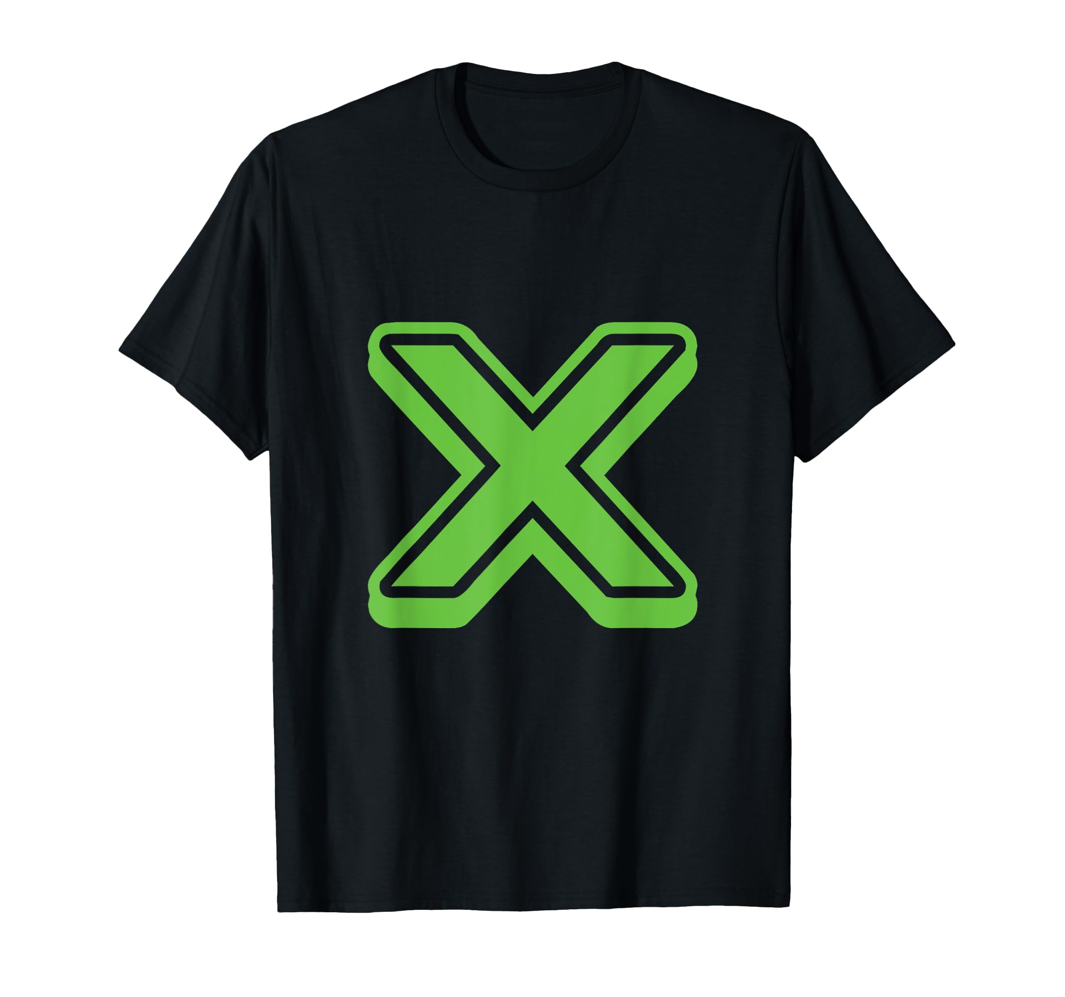 Bold Letter Green X Outline Alphabet T-Shirt - Novelty Apparel Unisex - T-Shirt, Sweatshirt, Hoodie
