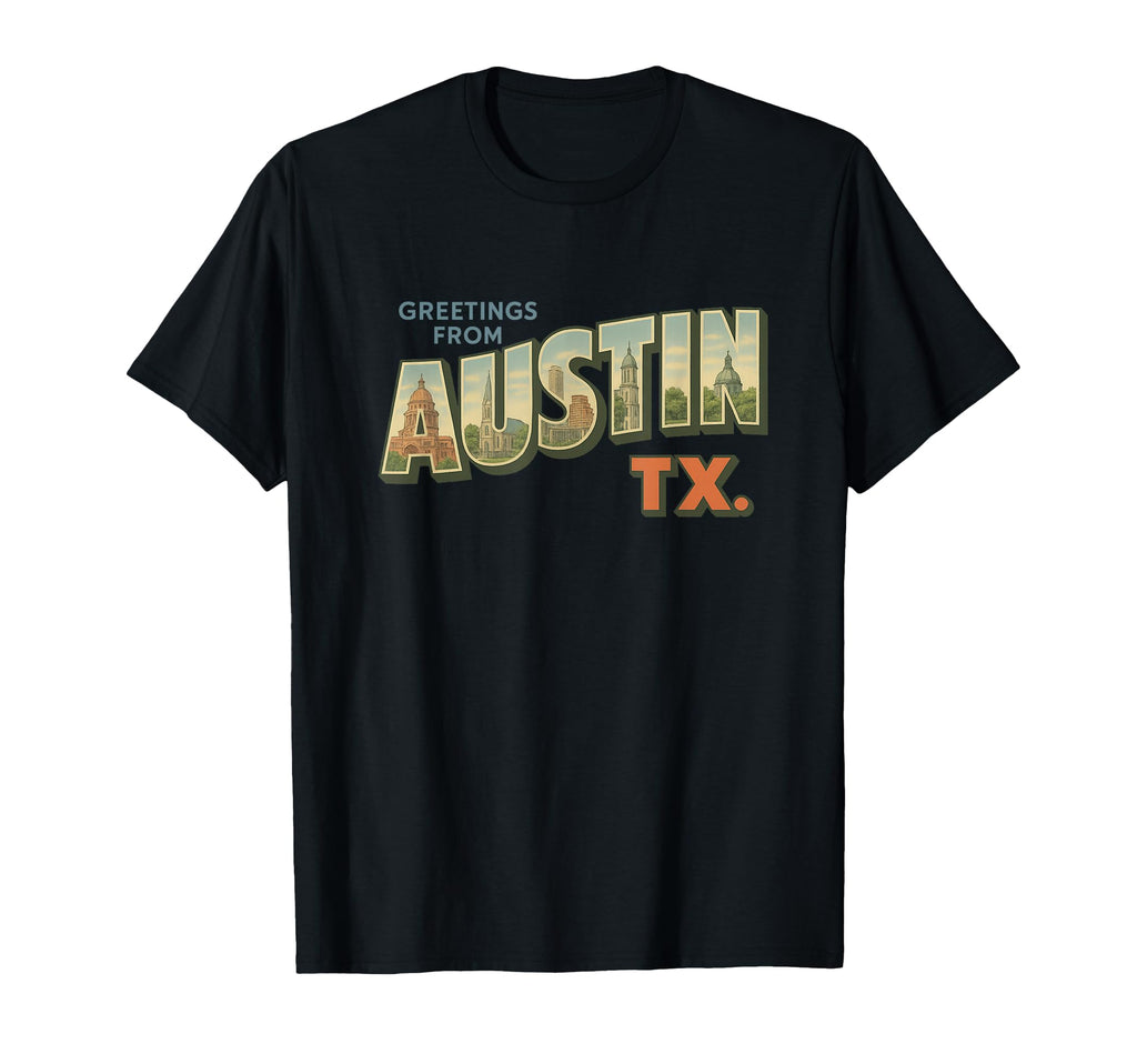 Austin Texas Postcard And Co T-Shirt - Novelty Apparel Men Women - T-Shirt, Sweatshirt, Hoodie